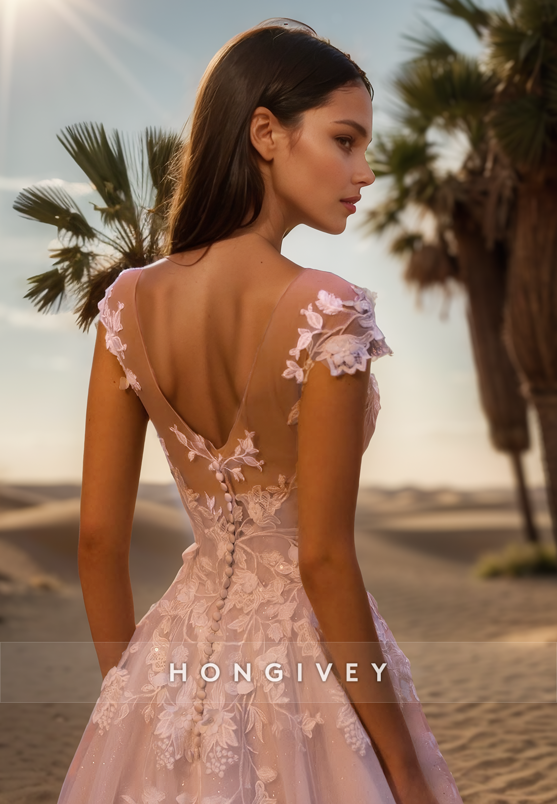 A-Line Off-Shoulder Lace appliques Beach Wedding Dresses