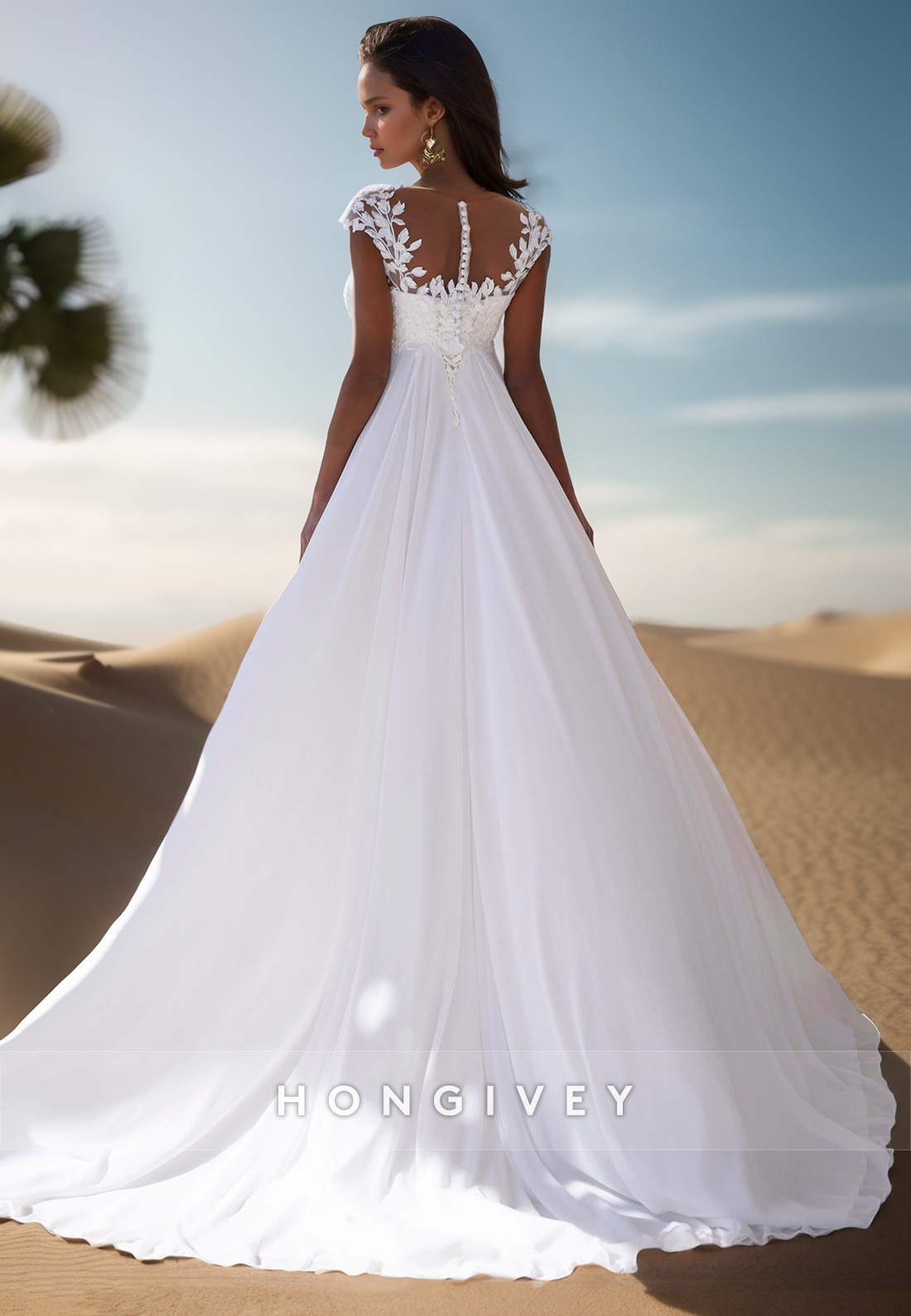 A-Line Sweetheart Lace appliques Simple Beach Wedding Dresses
