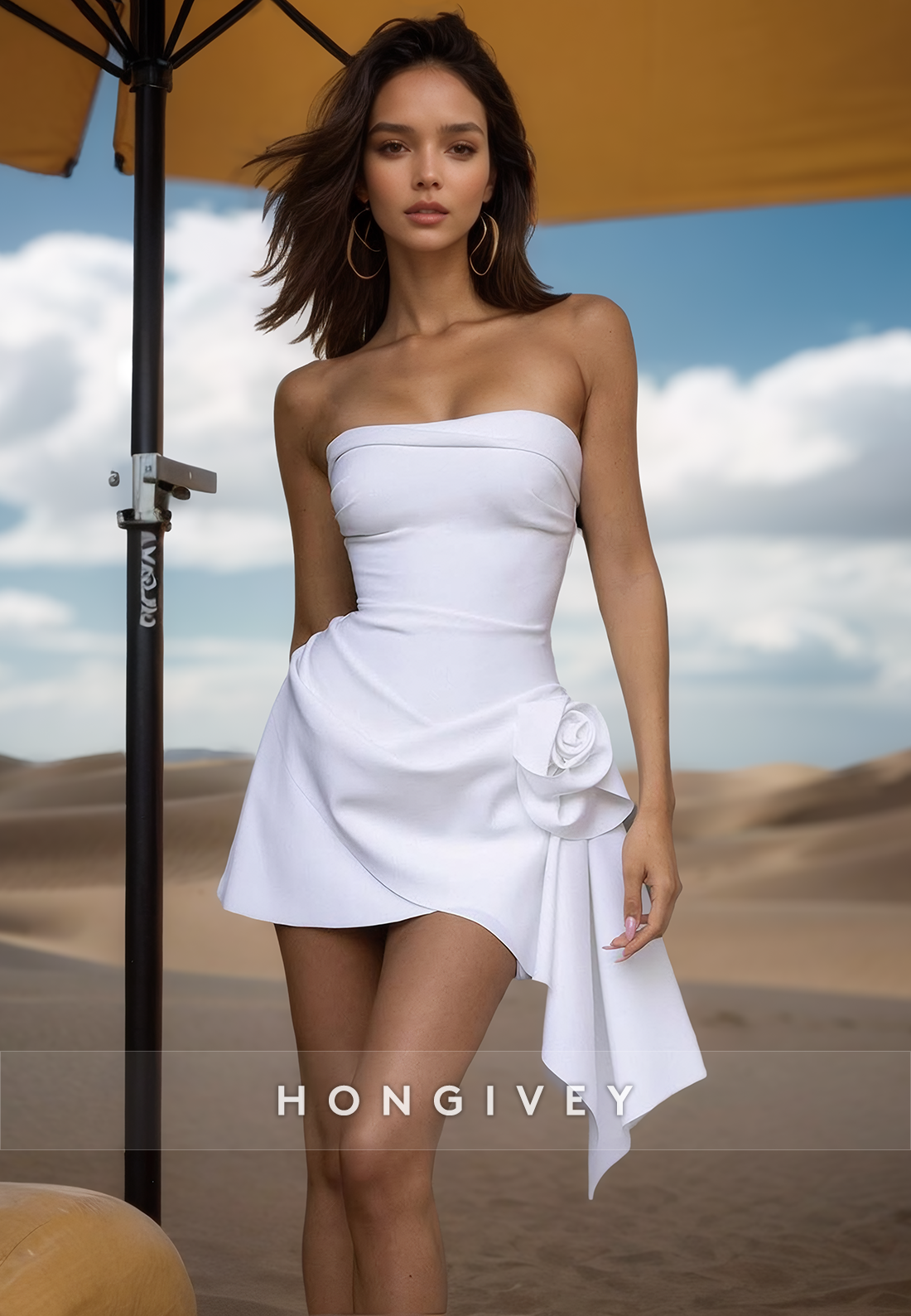 Tube Top Strapless Pleats White Short Simple Wedding Dress