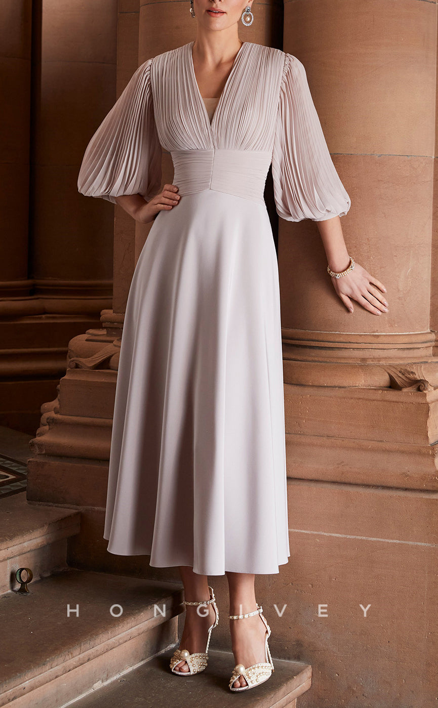 HM158 - Sexy Satin A-Line V-Neck 3/4 Sleeves Empire Ruched With Pocket HM158 - Sexy Satin A-Line V-Neck 3/4 Sleeves Empire Ruched With Pocket