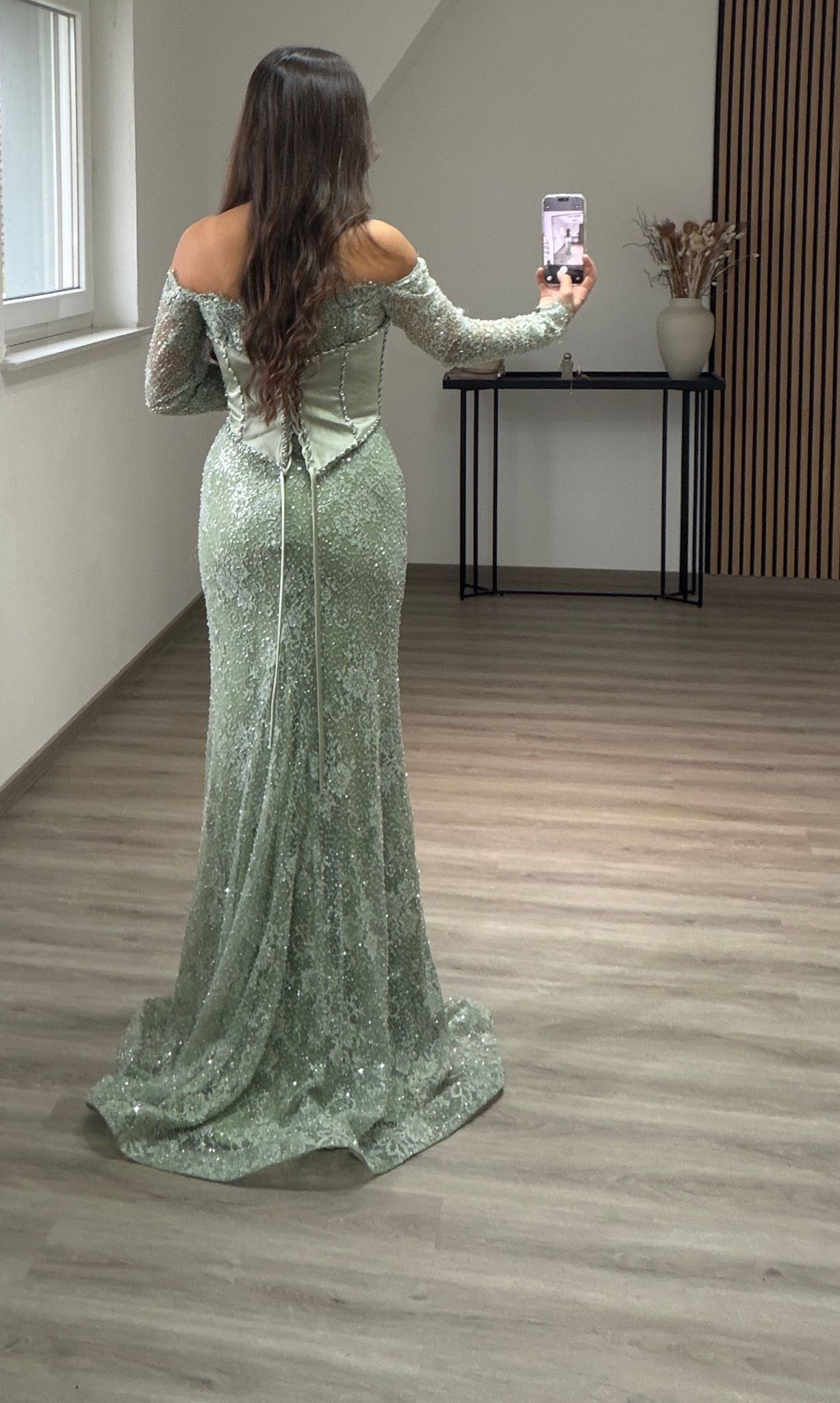 Elegant Floor-Length Off the Shoulder Trumpet Evening Gowns with Corset