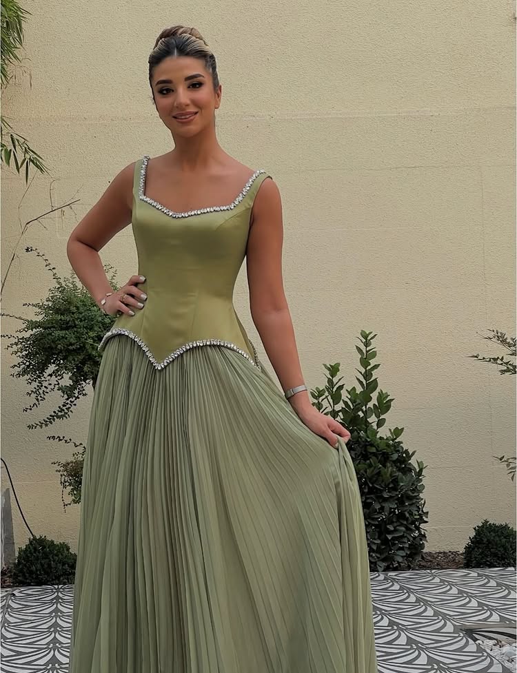 Sparkle Beaded Spaghetti Straps Sleeveless A-Line Floor-Lenght Evening Dress