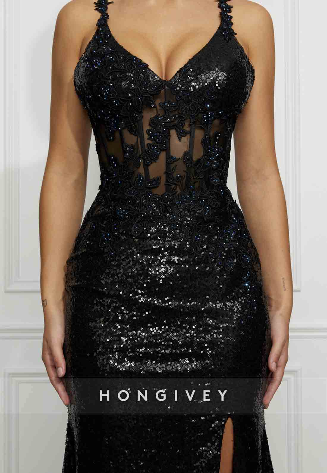 Shoulder Flower Glitter Mermaid Prom Dresses Sequined Formal Dress