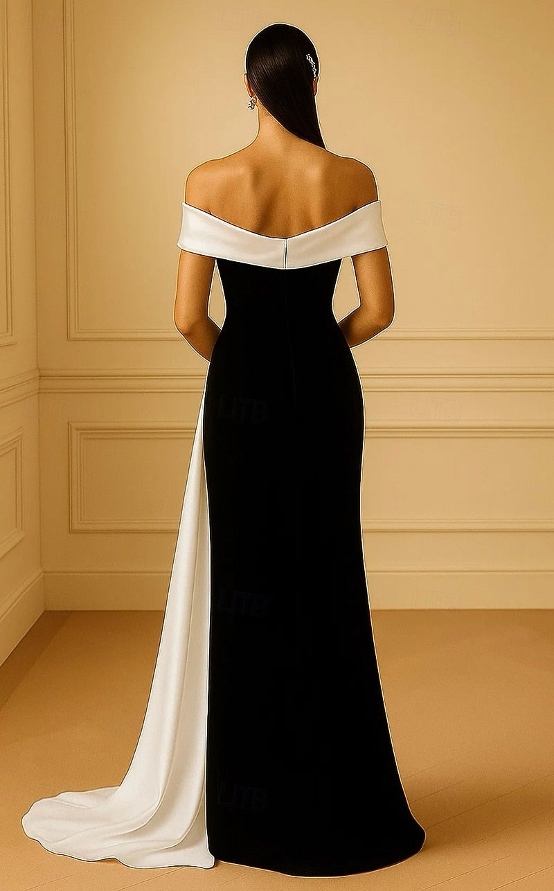 Off the Shoulder Sleeve Mermaid Evening Dress Mother of the Bride Dress