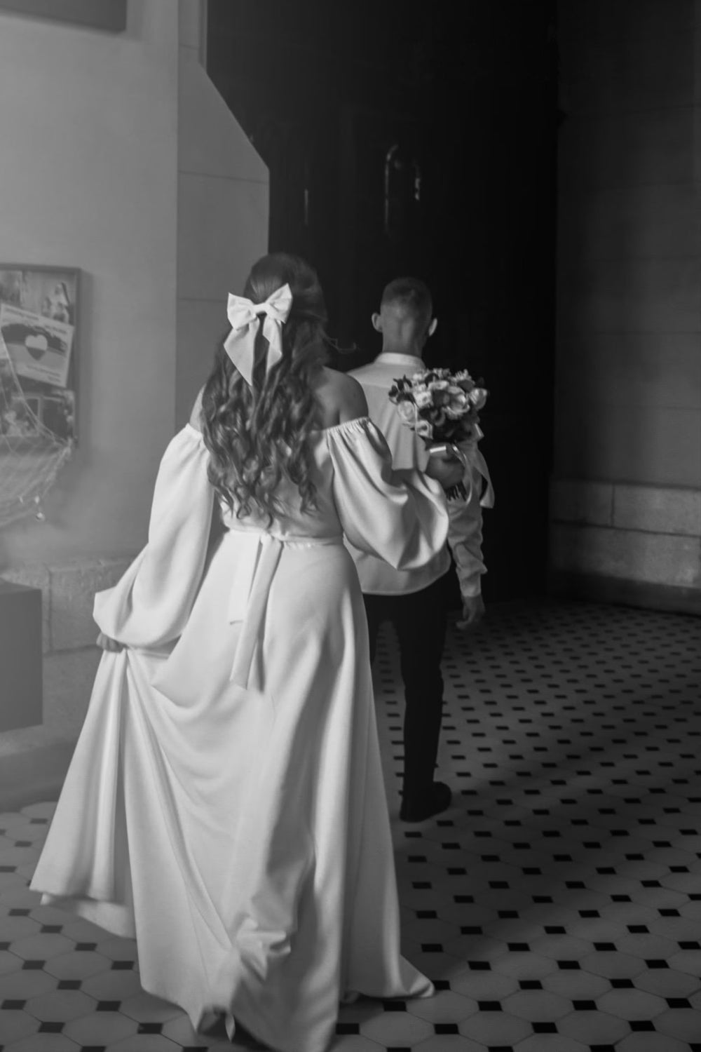 Modest Strapless Long Sleeve Wedding Dress Elopement Wedding Dress
