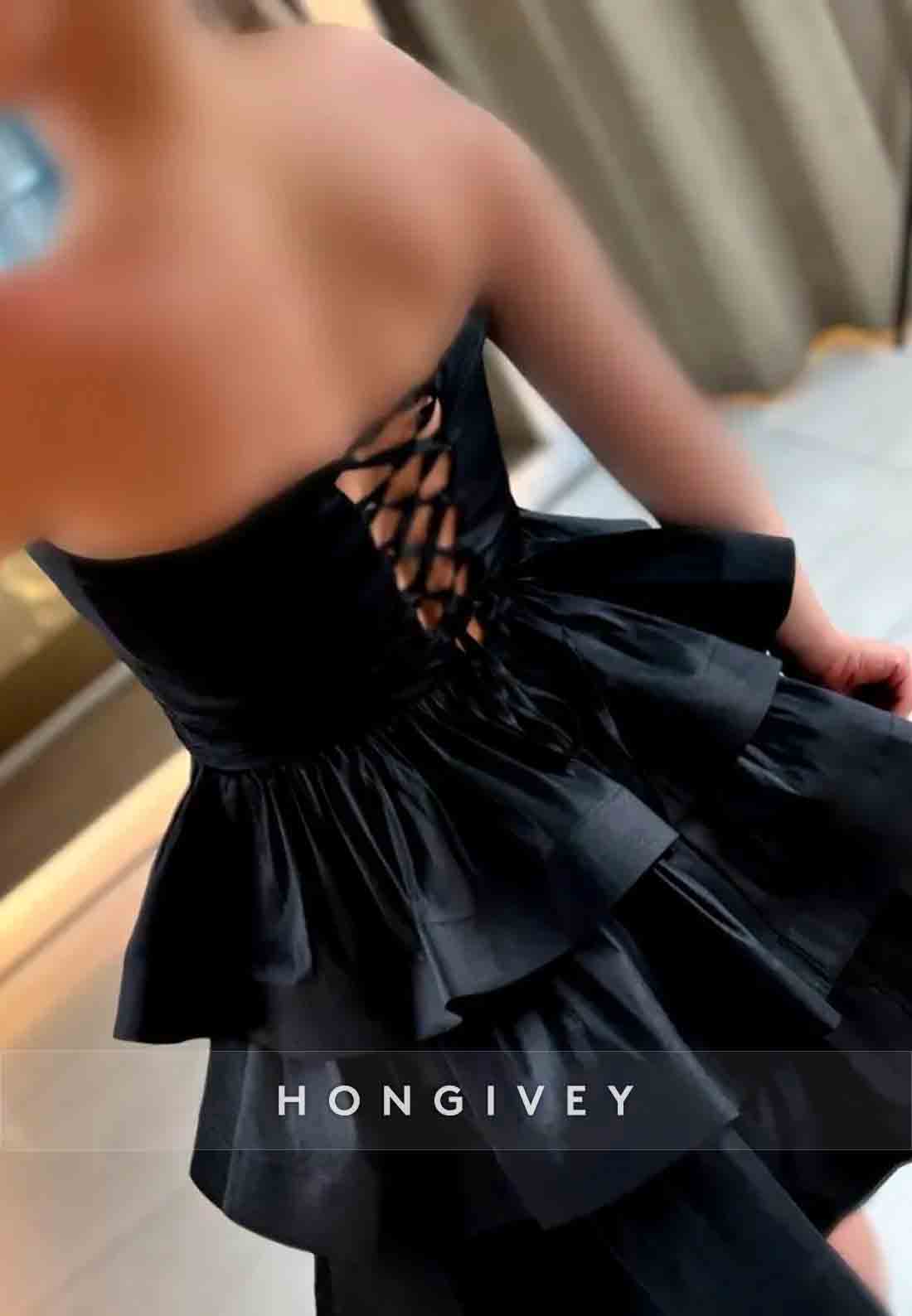 Sweetheart A-Line Strapless Crisscross Back Ruched Short Homecoming Dresses