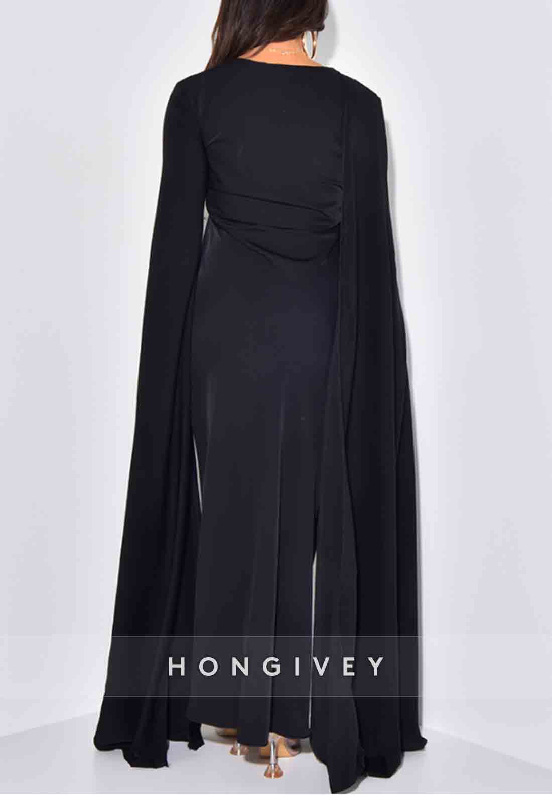 Sheath Ankle-Length Mother of Bride Dresses Pleated Long Sleeves Evening Gowns