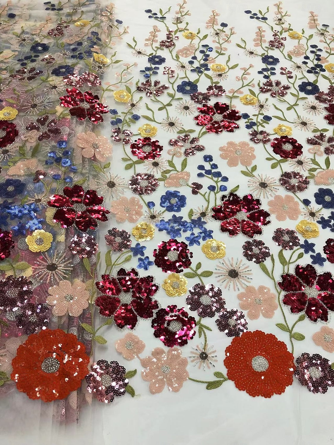 Detachable 3/4 Sleeve Appliqued Flowers Evening Dress