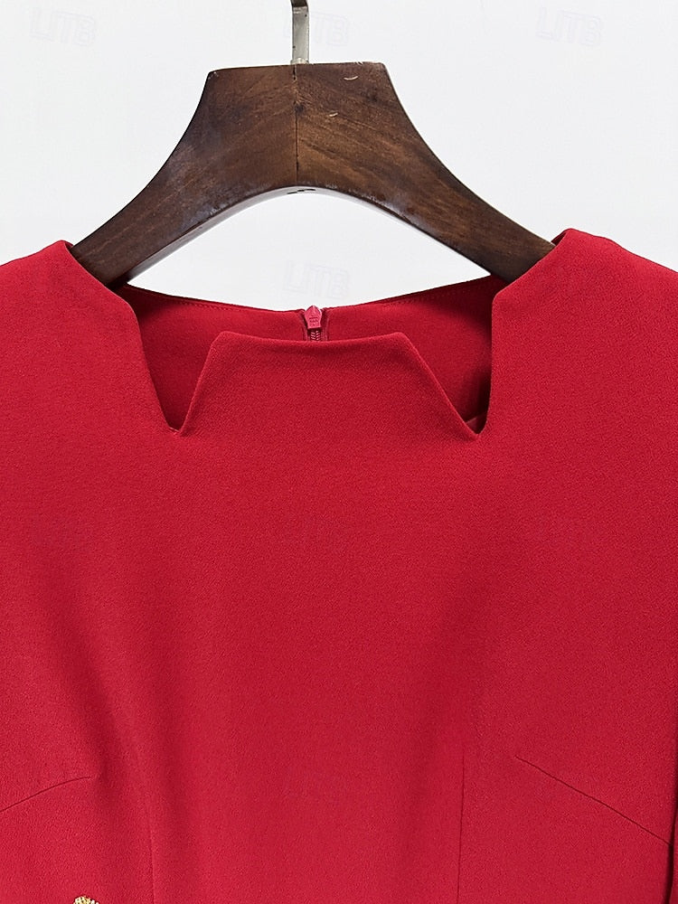 Red Cape Long Sleeve Mermaid Applique Floor-Length Evening Dress