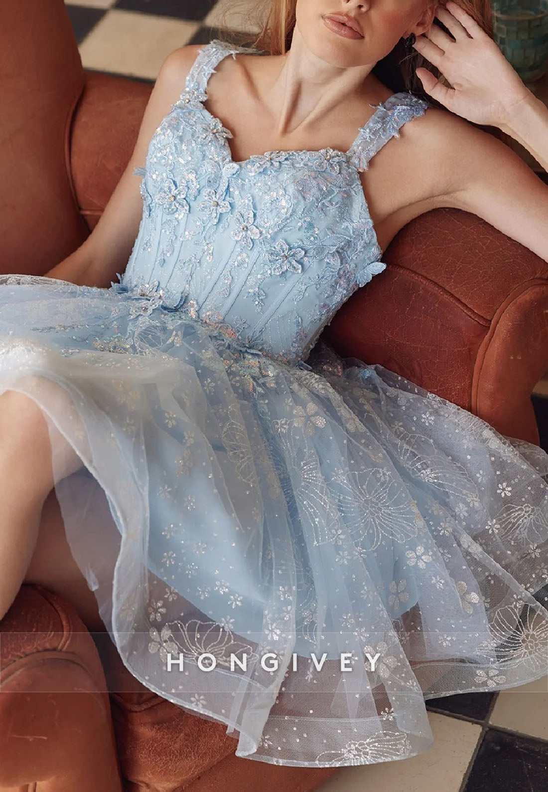 Gorgeous Pastel Light Pink A-Line Tulle Short Homecoming Dress with 3D Appliques