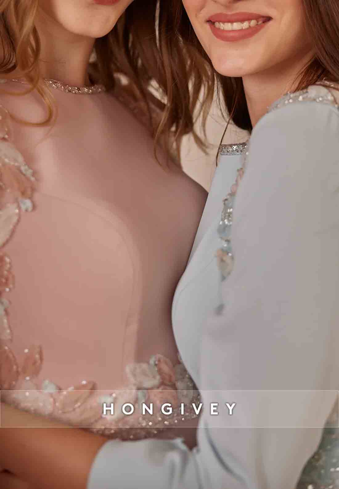 Long Sleeves Scoop Ankle-Length Floral Column Evening Gowns