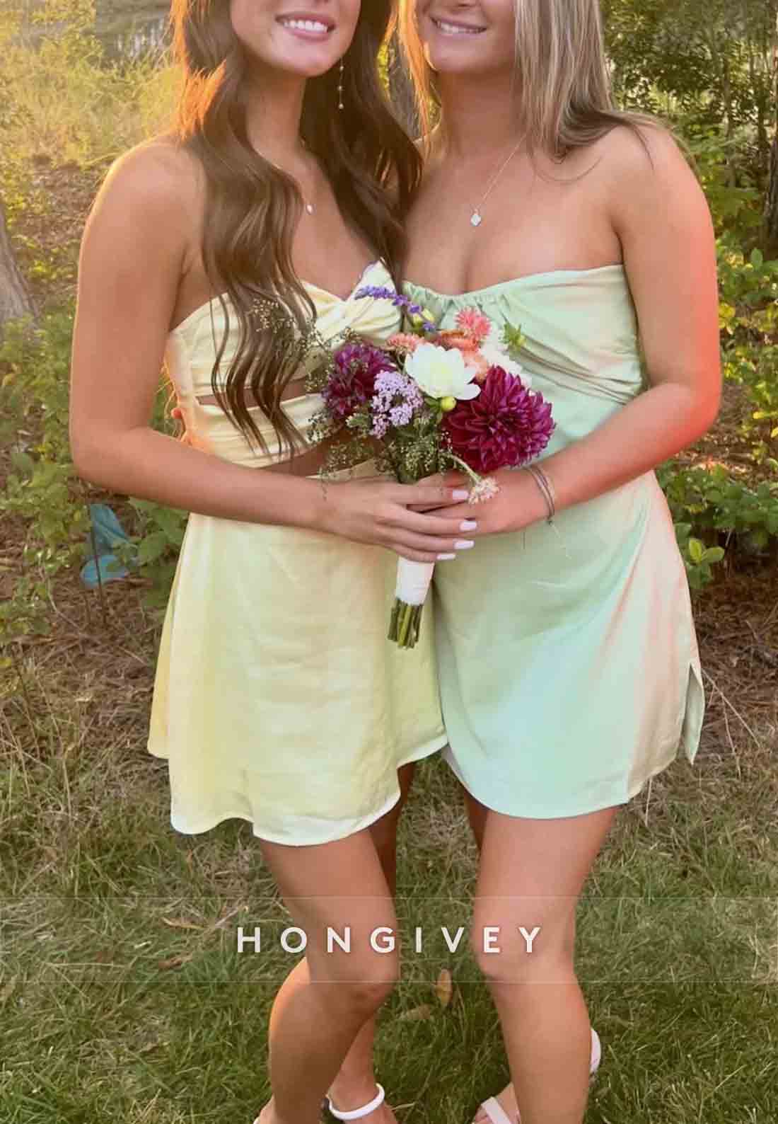 Trendy A Line Sweetheart Yellow Short Homecoming Dress with Keyhole