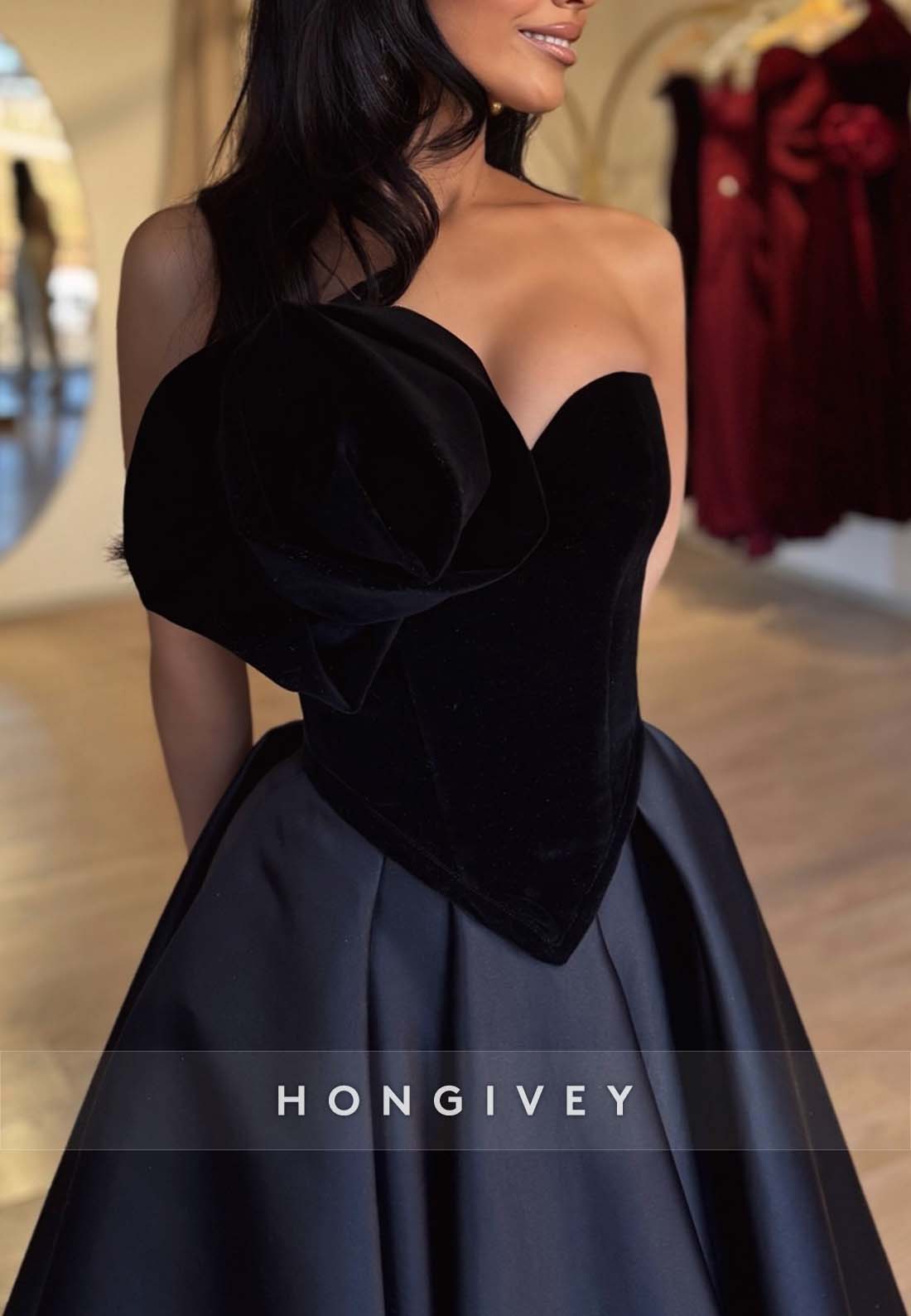 Strapless Pleated Floor-Length Flower Evening Gown Princess Formal Dresses