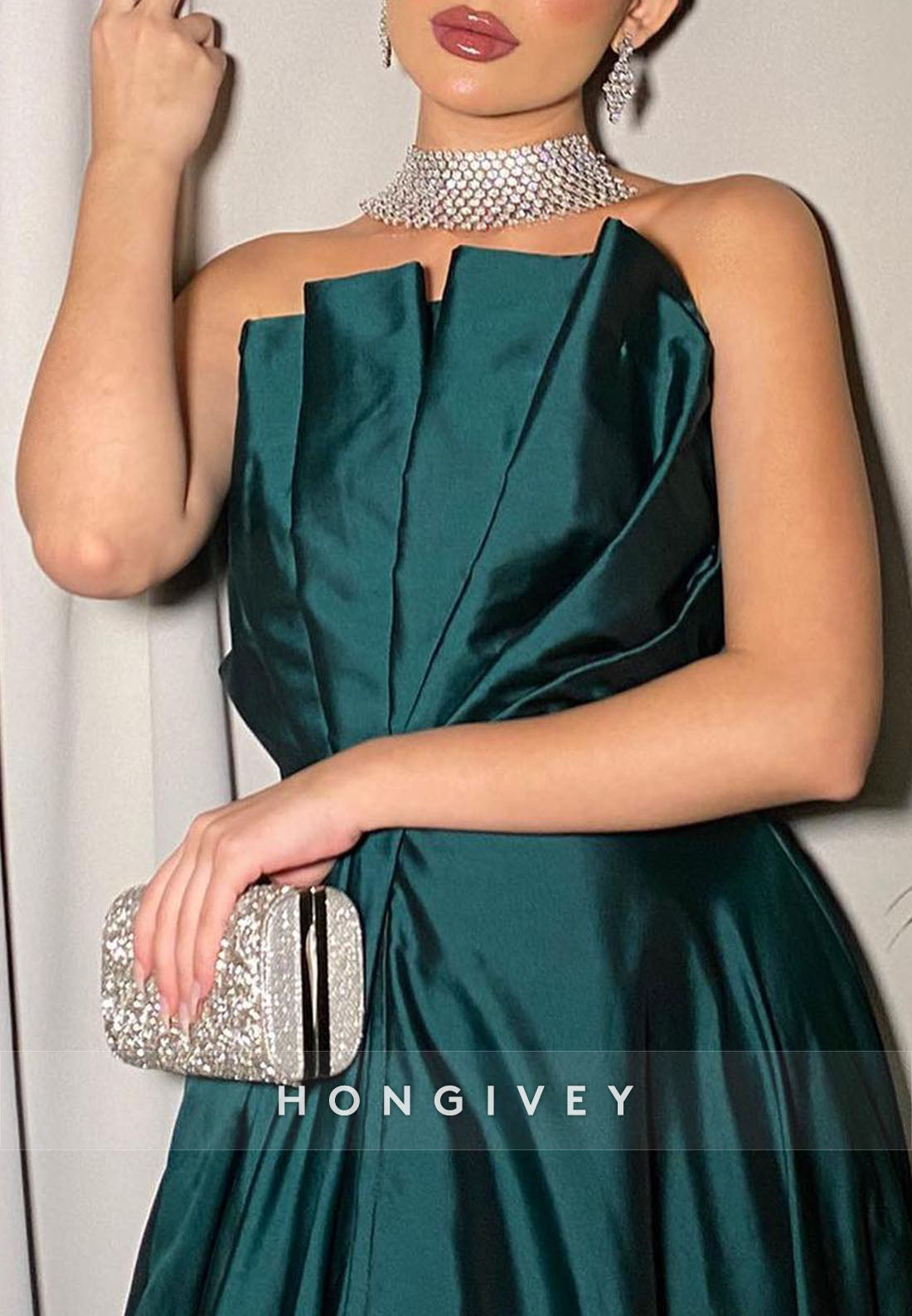 Ruffles Off the Shoulder Evening Gown Sleeveless Satin Floor-Length A-line Formal Dresses