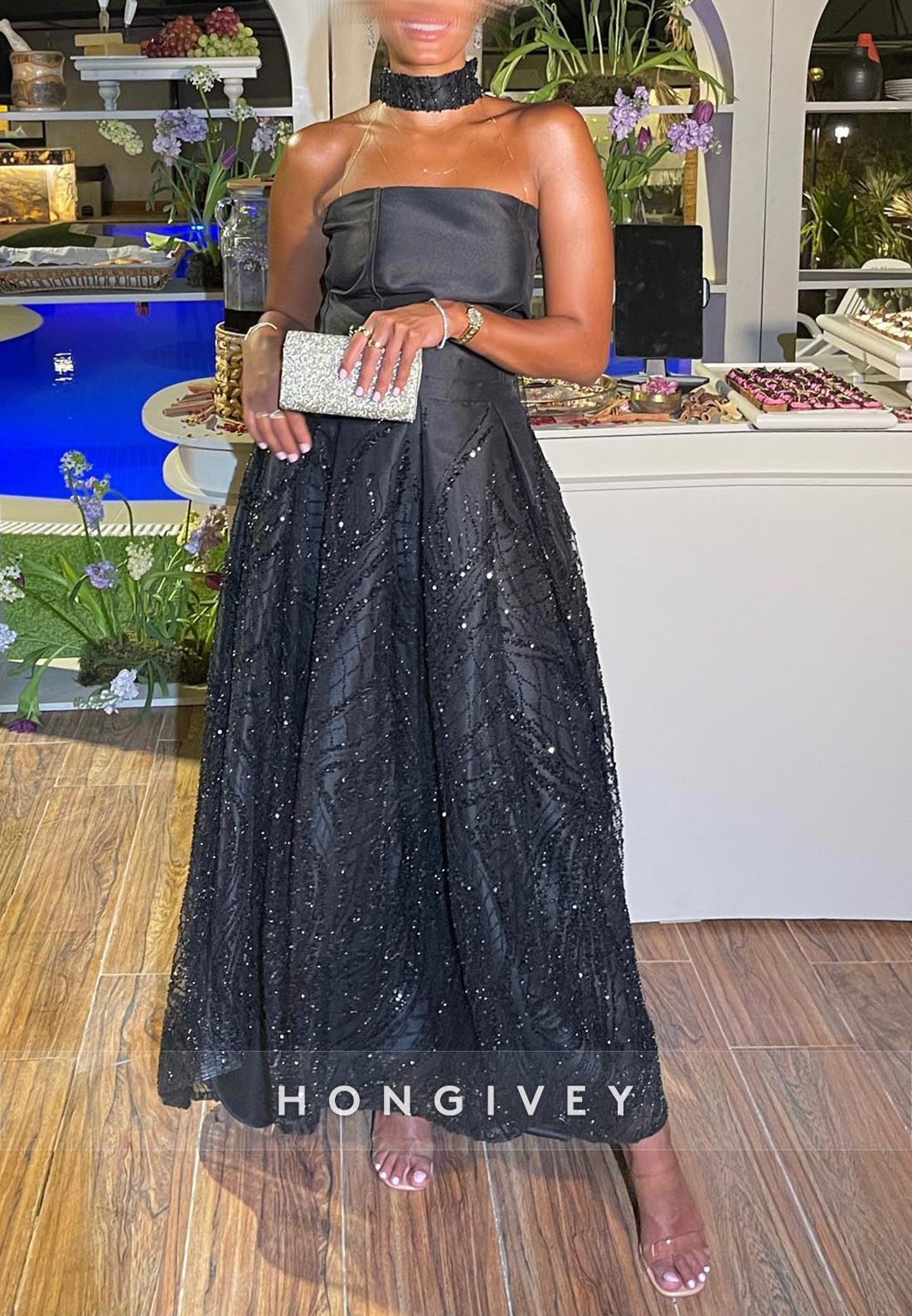 A-line Ankle-Length Off the Shoulder Formal Dresses Pleated Metallic Y A-line Ankle-Length Off the Shoulder Formal Dresses Pleated Metallic Y