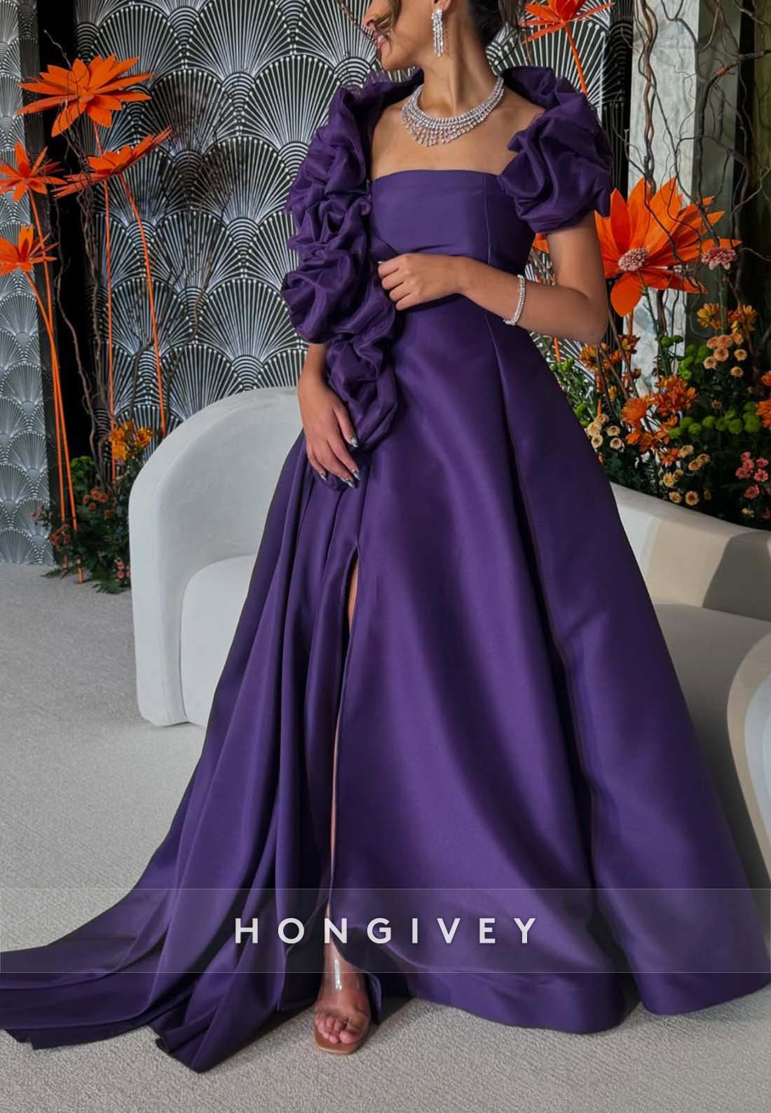 Shawl Side Slit A-line Floor-Length Pleated Side Draping Evening Gown Shawl Side Slit A-line Floor-Length Pleated Side Draping Evening Gown