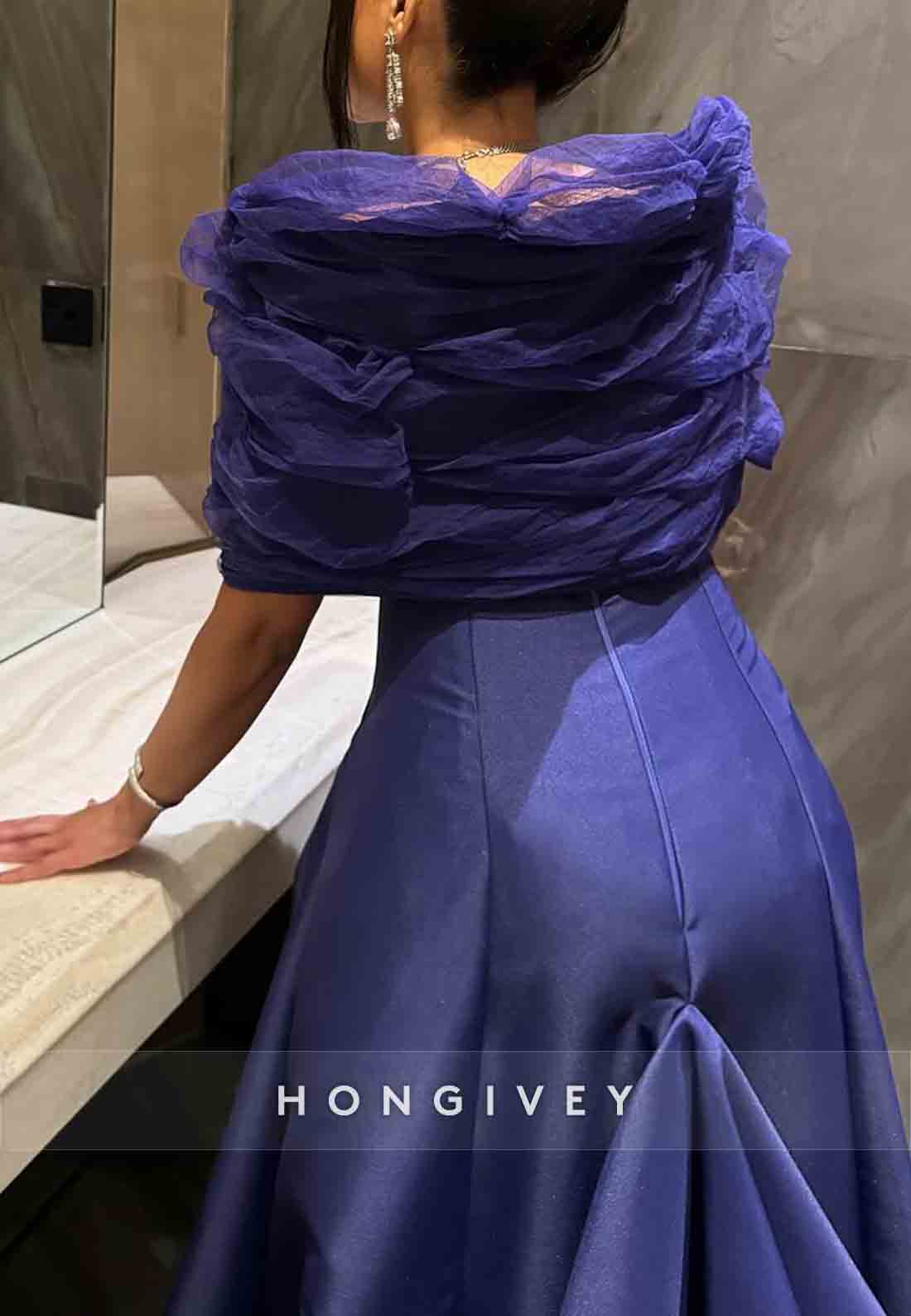 Shawl Floor-Length Empire Pleated Elegant Evening Gown