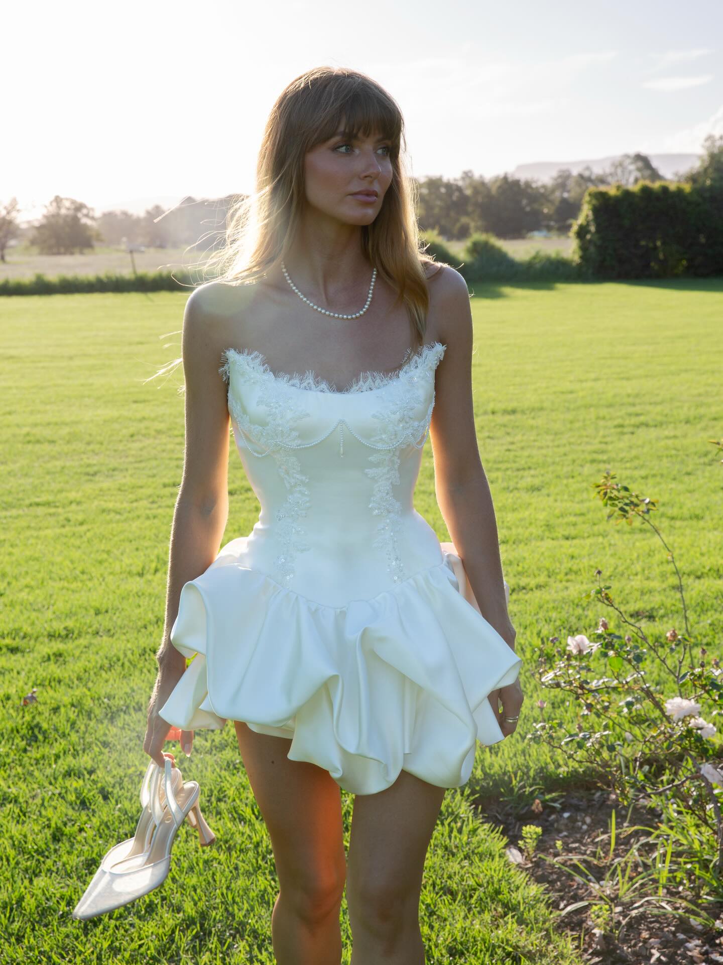 Strapless Lace Corset Bubble Mini Dress