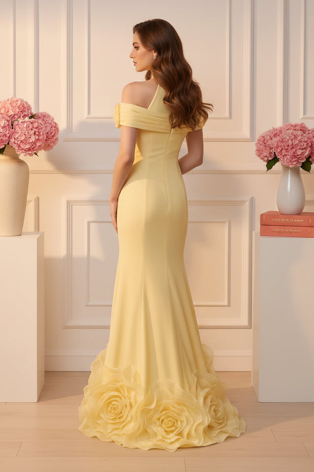 Elegant Halter Mermaid Gown with 3D Roses