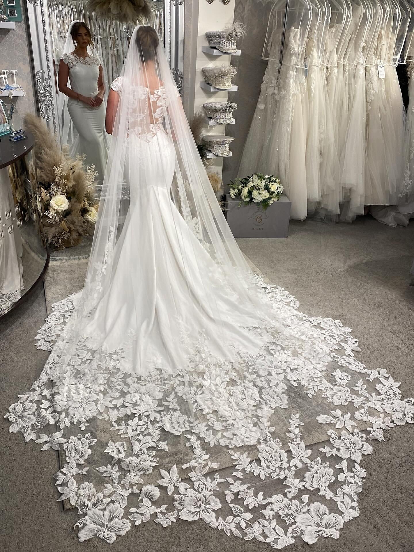 Cap Sleeve Mermaid Wedding Dress with Illusion Lace Back