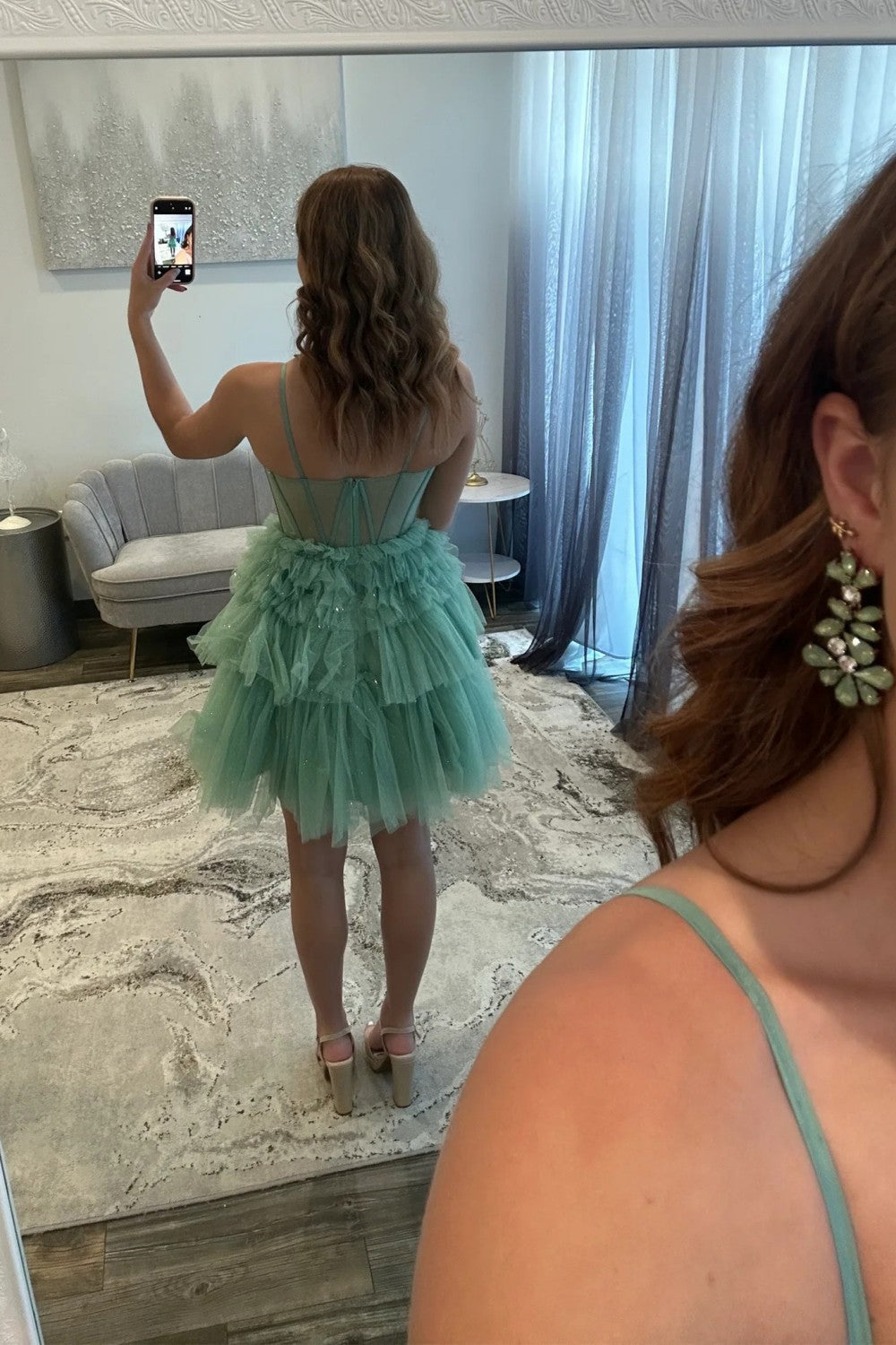 Sweetheart Corset Tiered Tulle Mini Dress