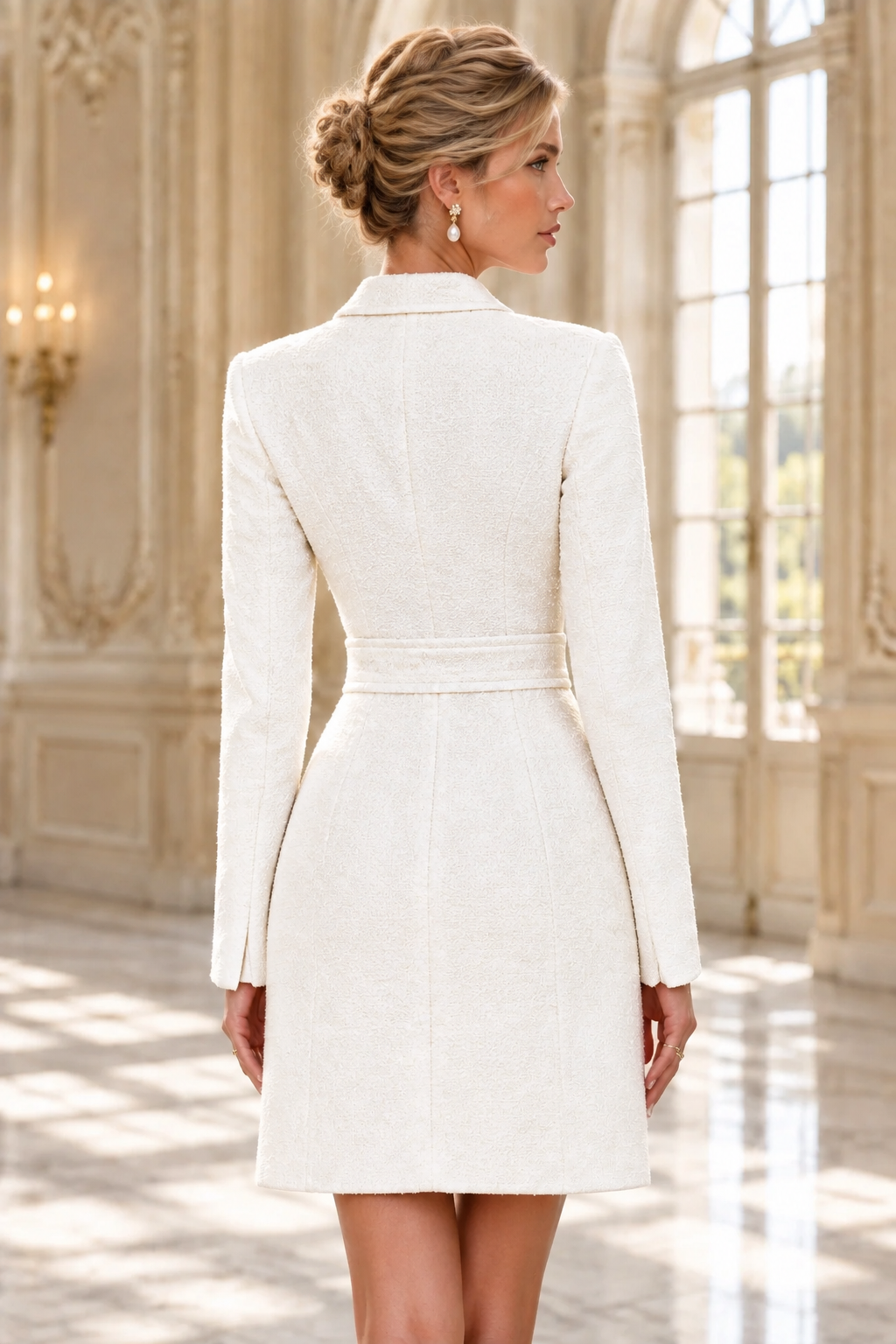 Button-Down Long Sleeve Tailored Blazer Dress