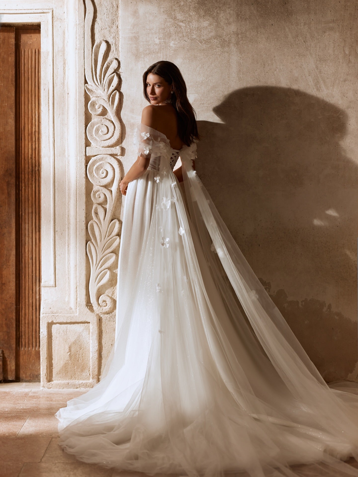 Off-Shoulder Floral A-Line Bridal Gown