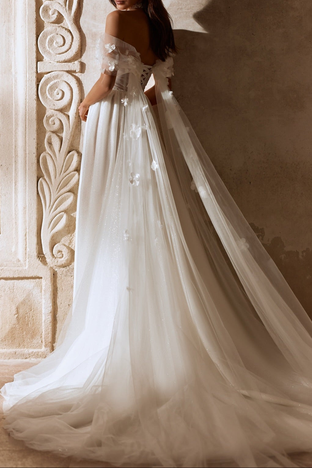 Off-Shoulder Floral A-Line Bridal Gown