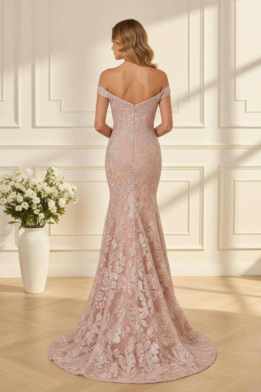 Off-the-Shoulder Lace Mermaid Gown