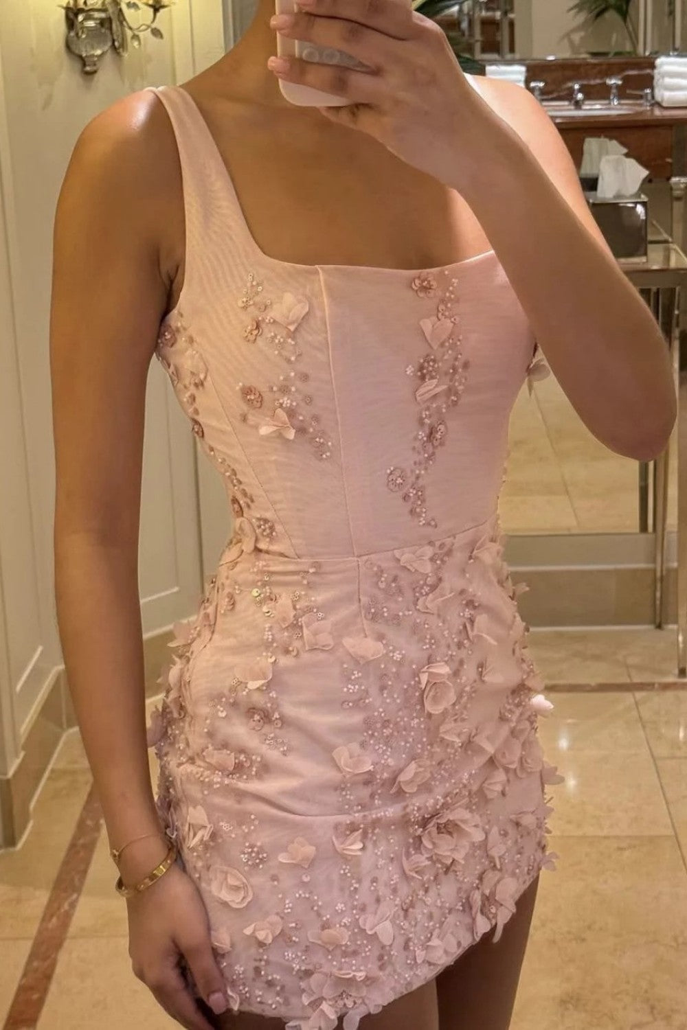 3D Floral Applique Corset Mini Dress