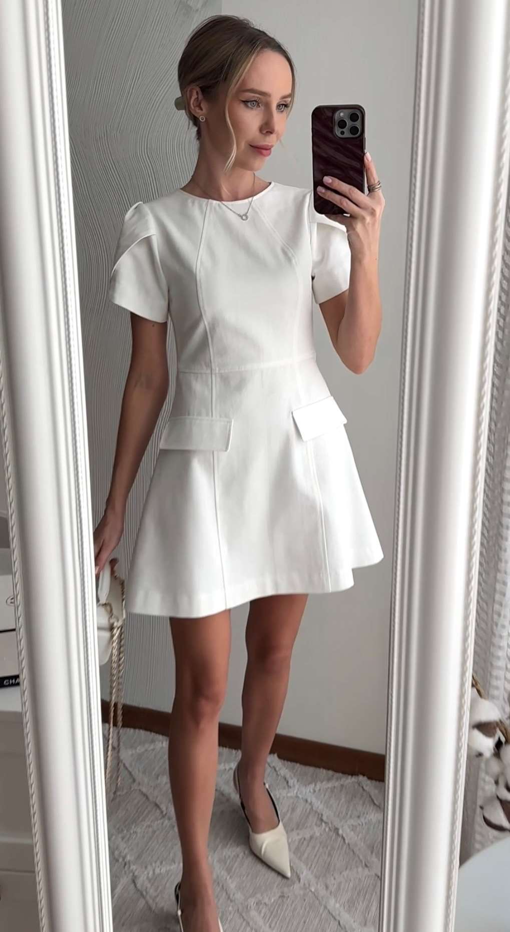 Tailored Short Sleeve A-Line Mini Dress