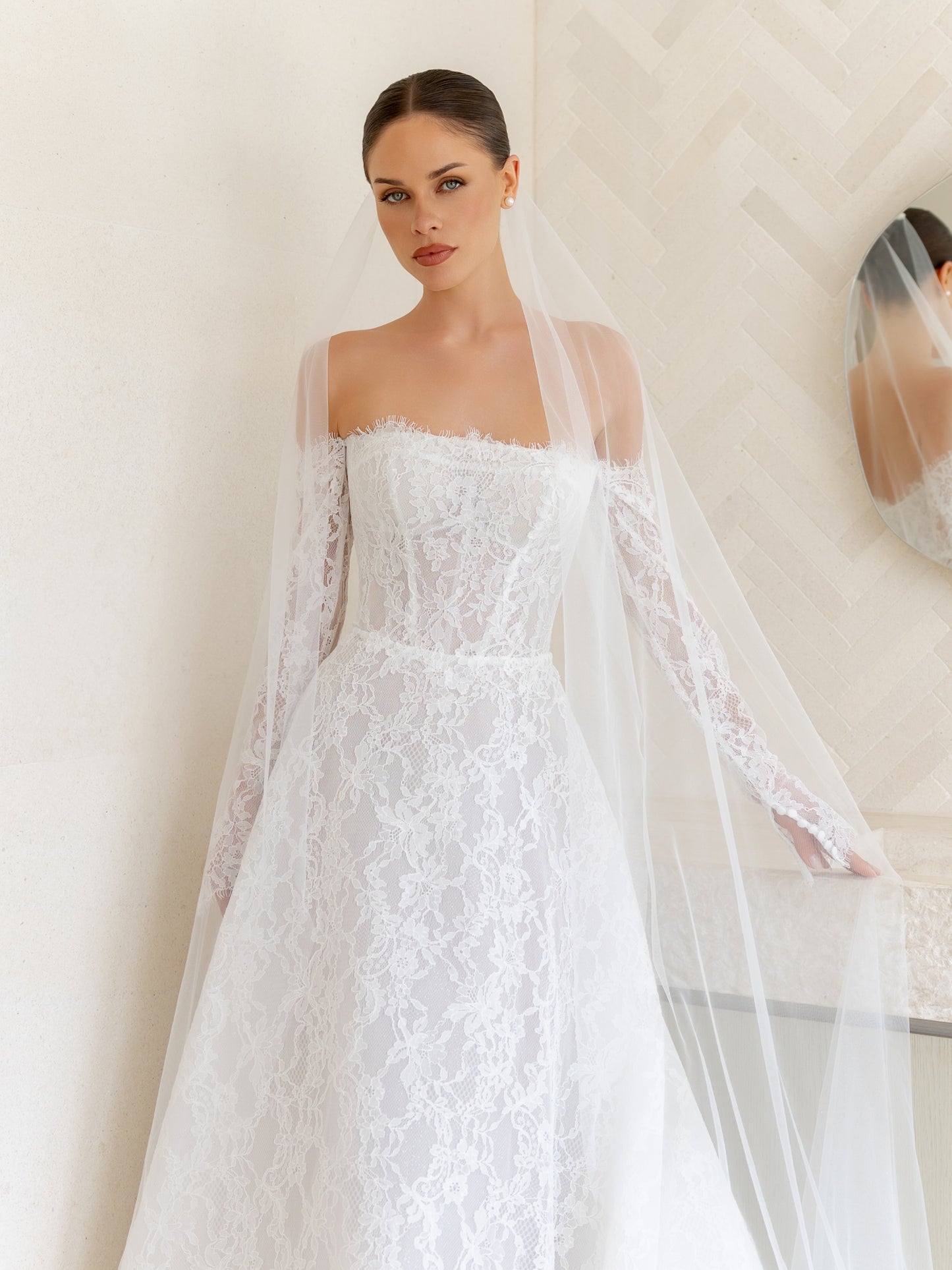 Off-the-Shoulder Corset Lace A-Line Wedding Dress