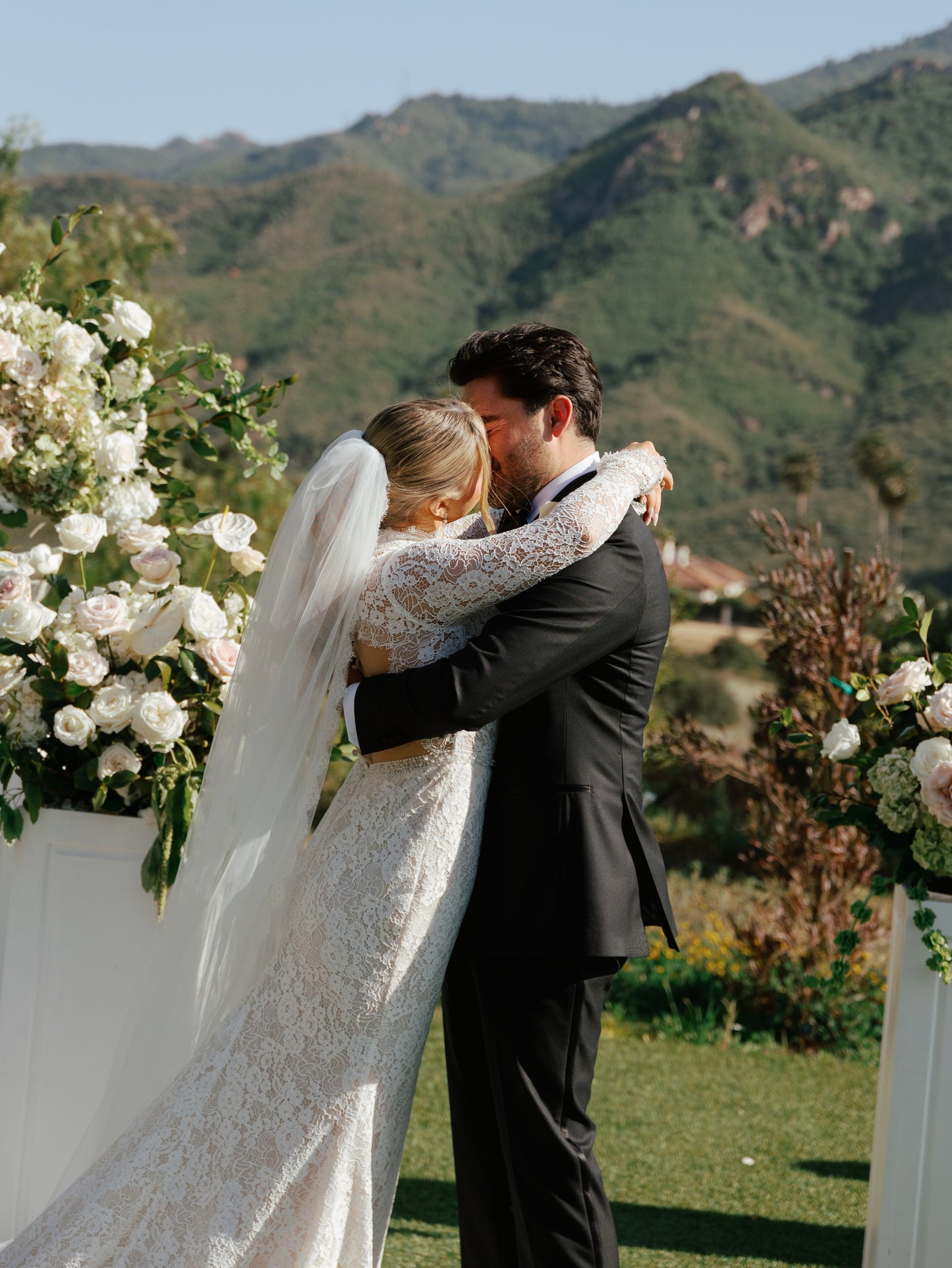 Long Sleeve Illusion Lace Wedding Dress with Train