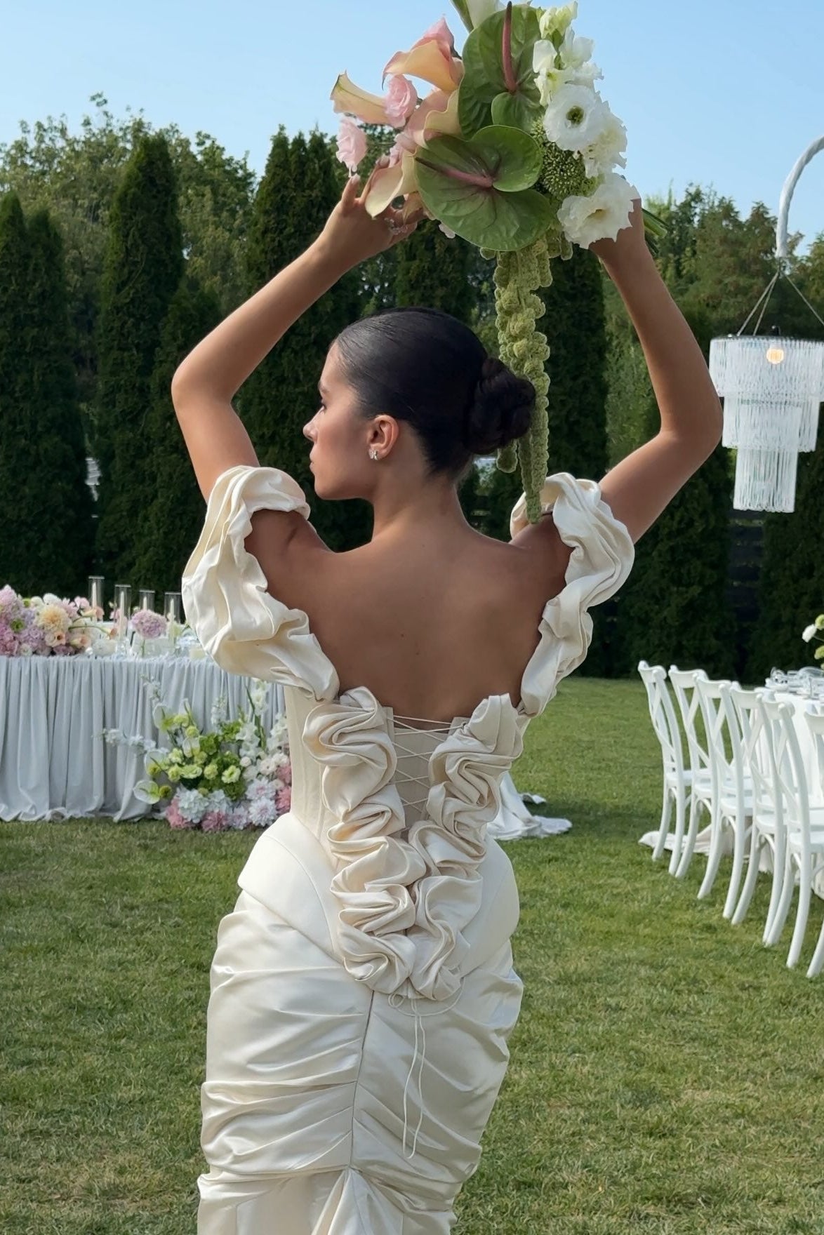 Corset Mermaid Wedding Dress with Ruffled Back