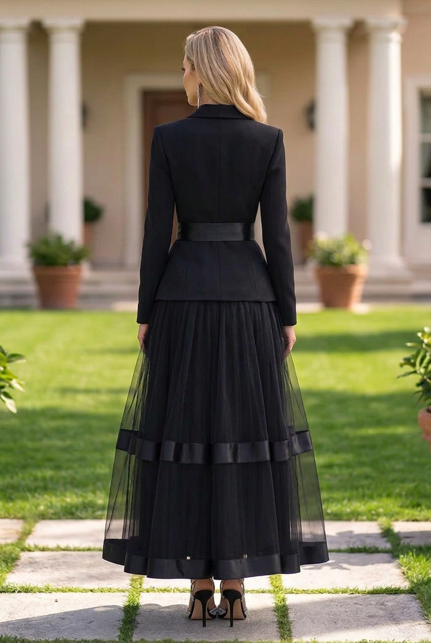 Tuxedo Gown with Tulle Ballerina Skirt