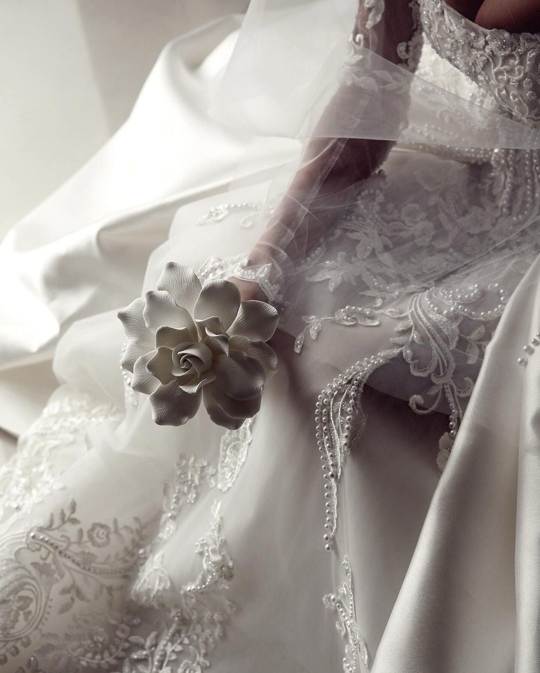 Corset Satin Ball Gown Wedding Dress with Overskirt