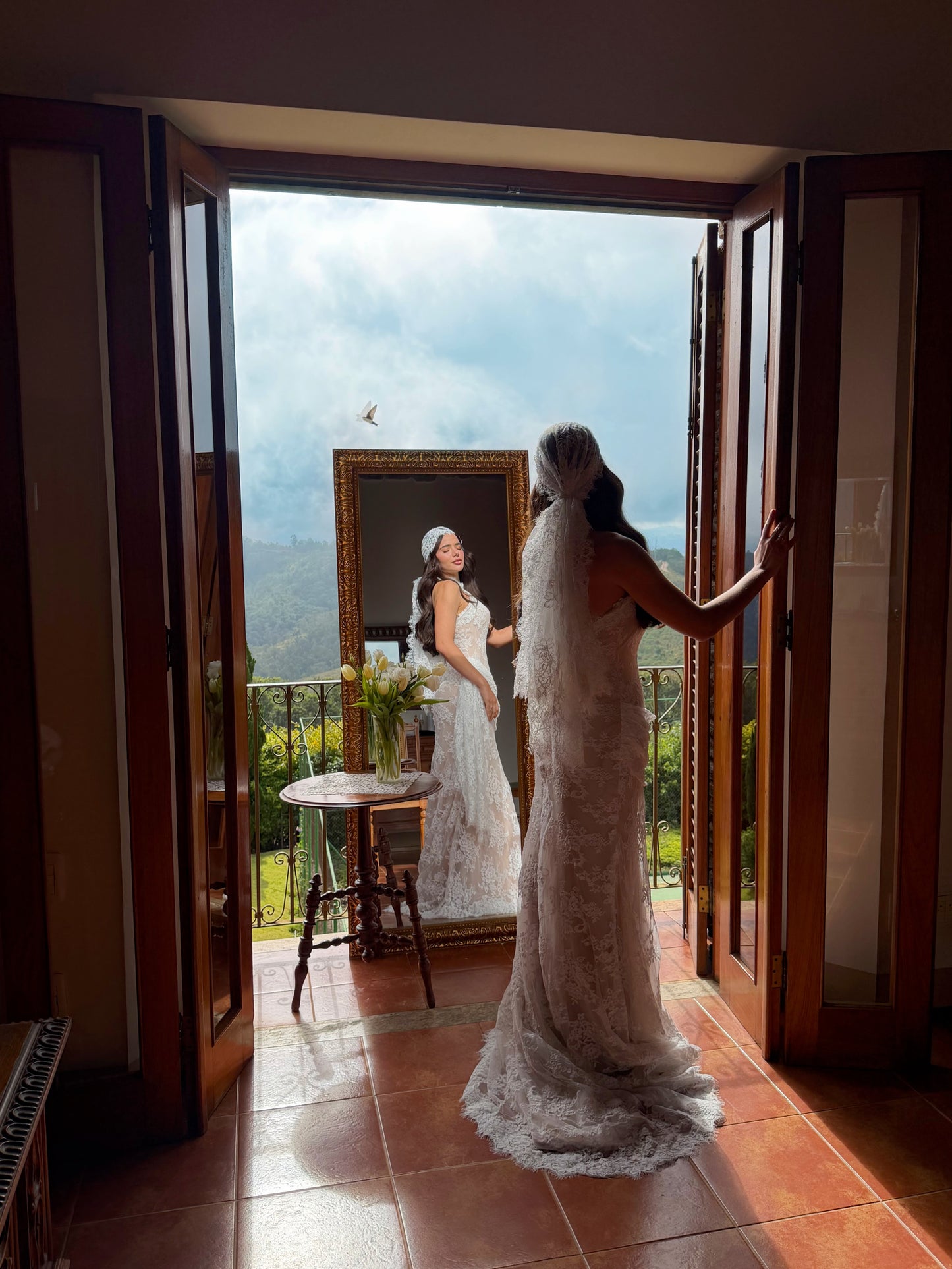 Vintage-Inspired High Neck Lace Wedding Dress