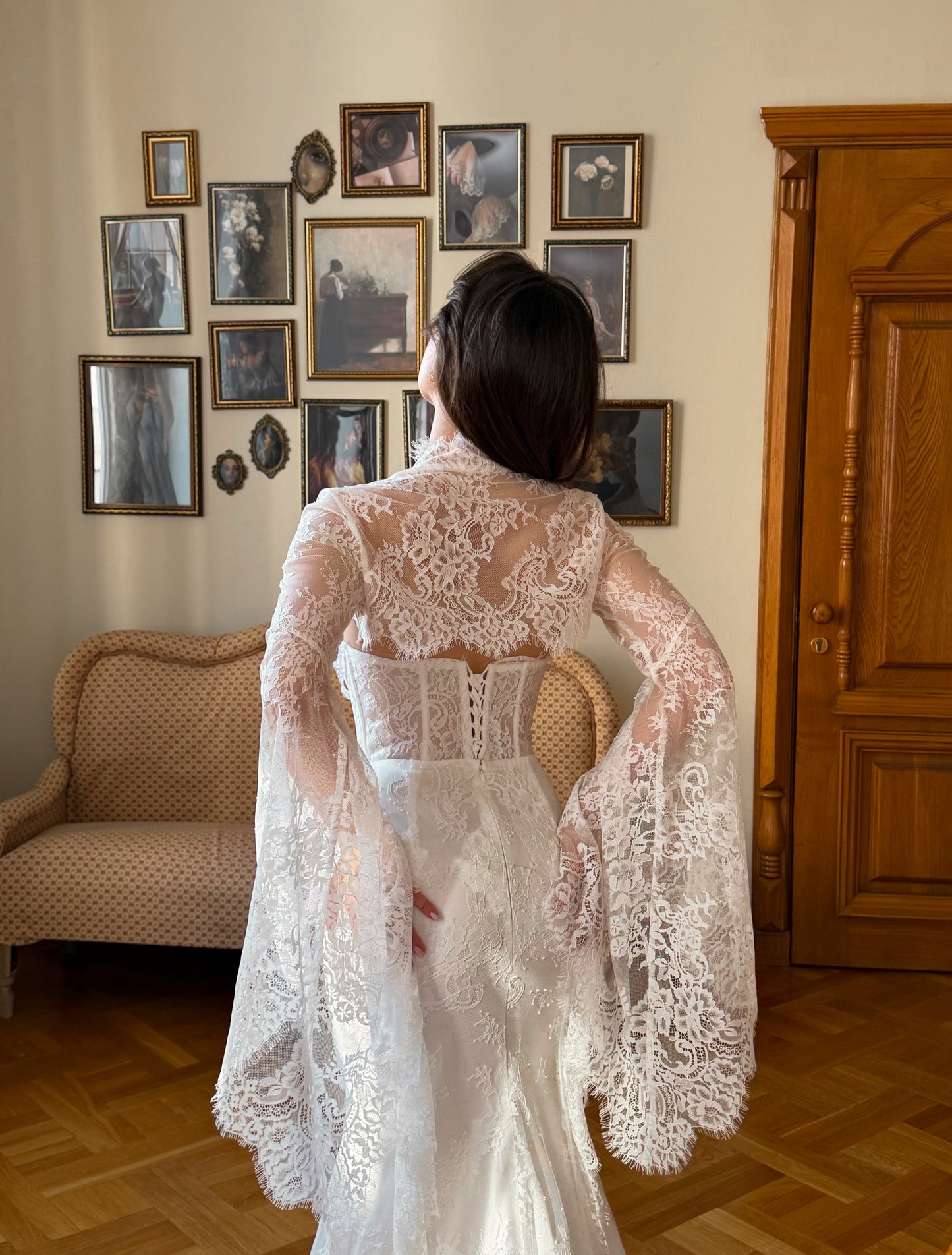 Lace Bell Sleeve Corset Mermaid Wedding Dress
