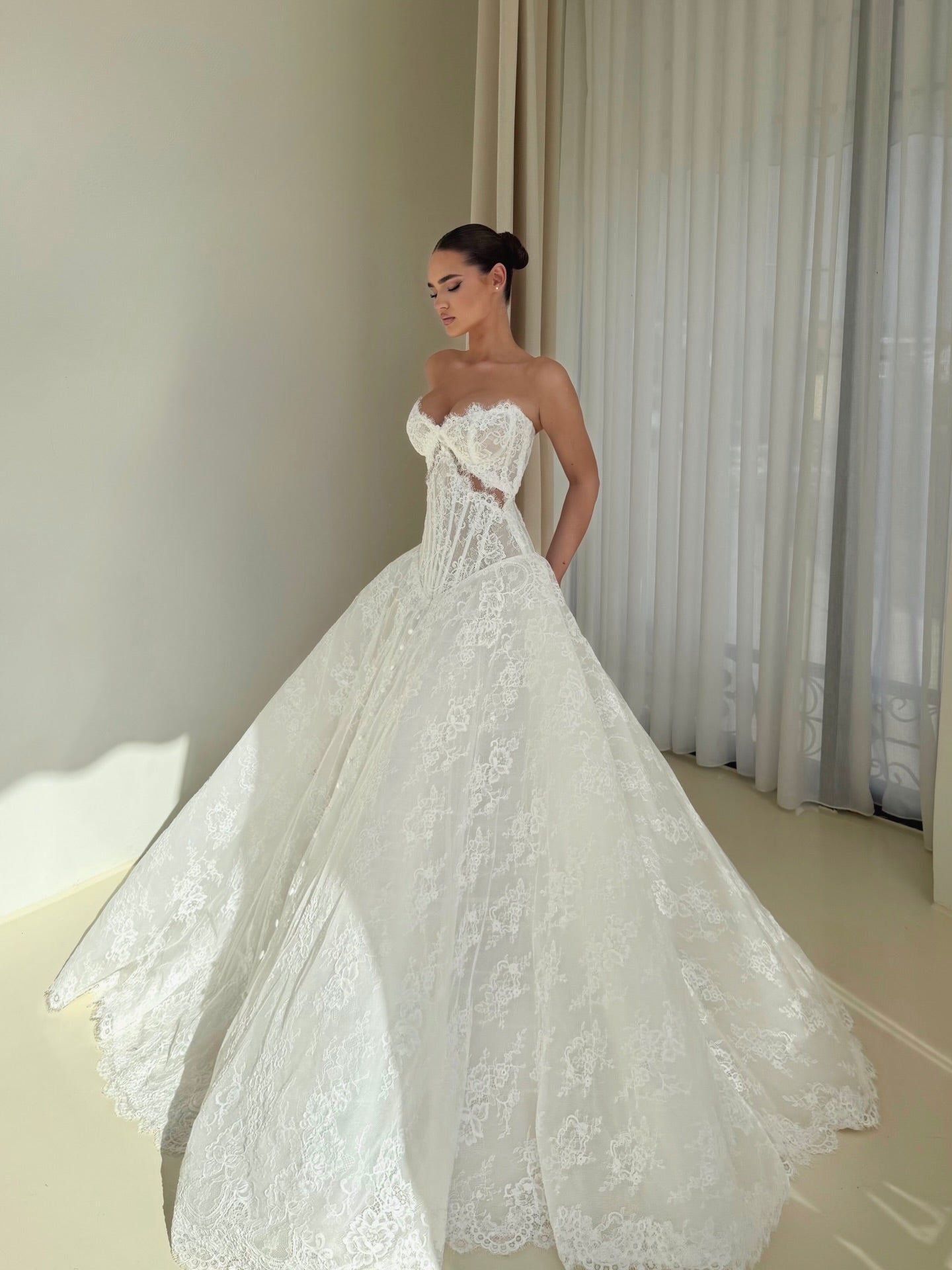 Strapless Lace Ball Gown Wedding Dress