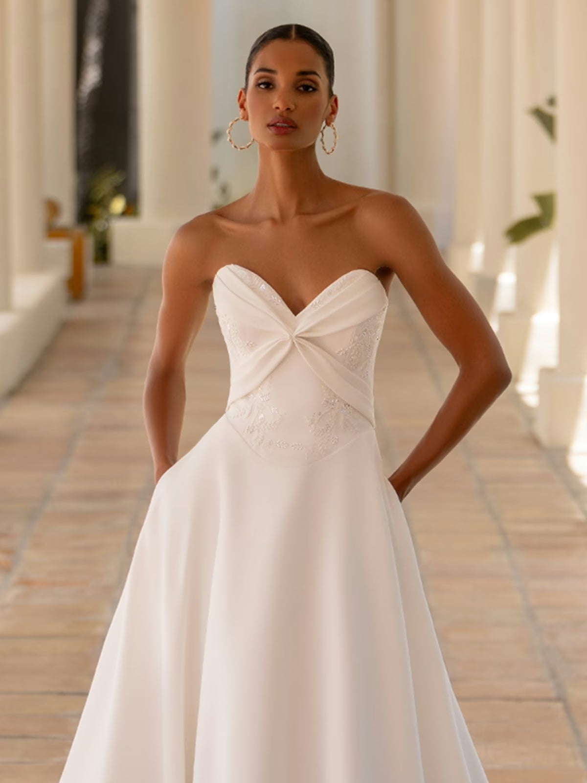 Off-the-Shoulder A-Line Wedding Dress with Bow