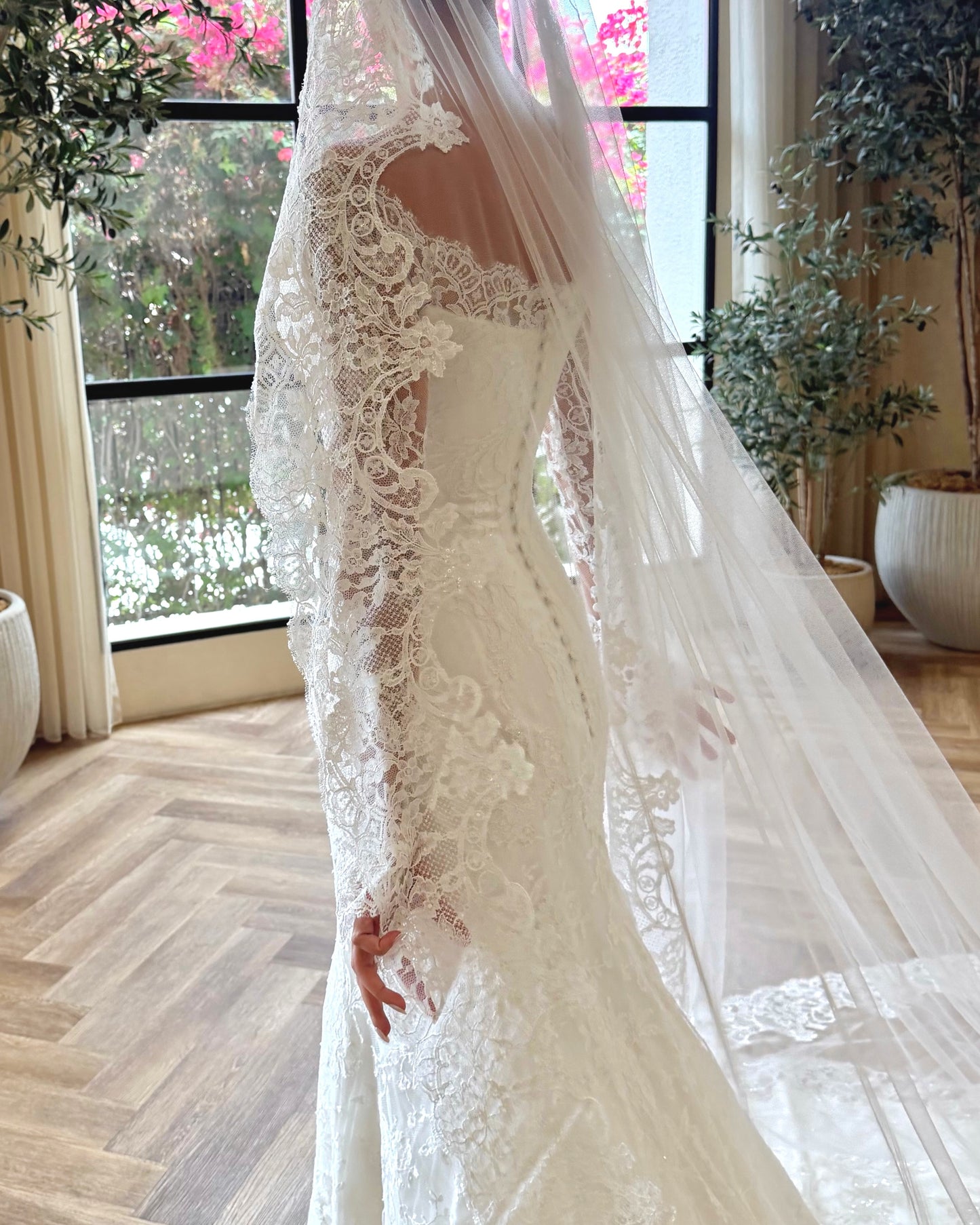 Illusion Long Sleeve Lace Mermaid Wedding Gown