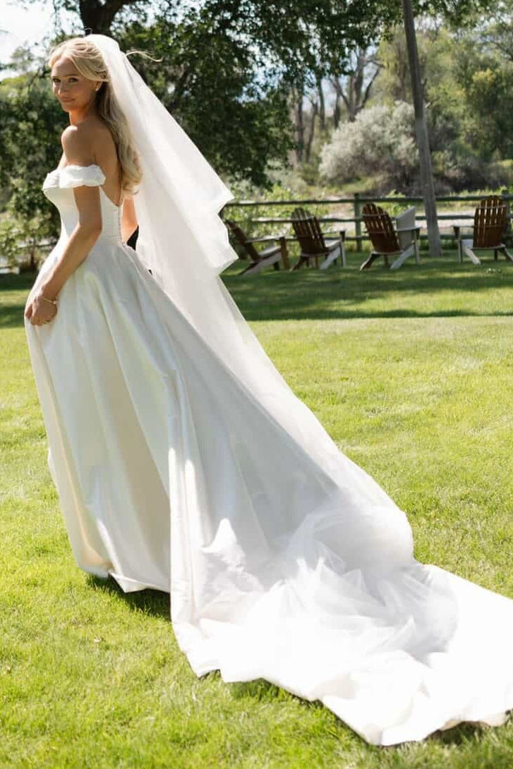 Off-the-Shoulder Ball Gown Wedding Dress