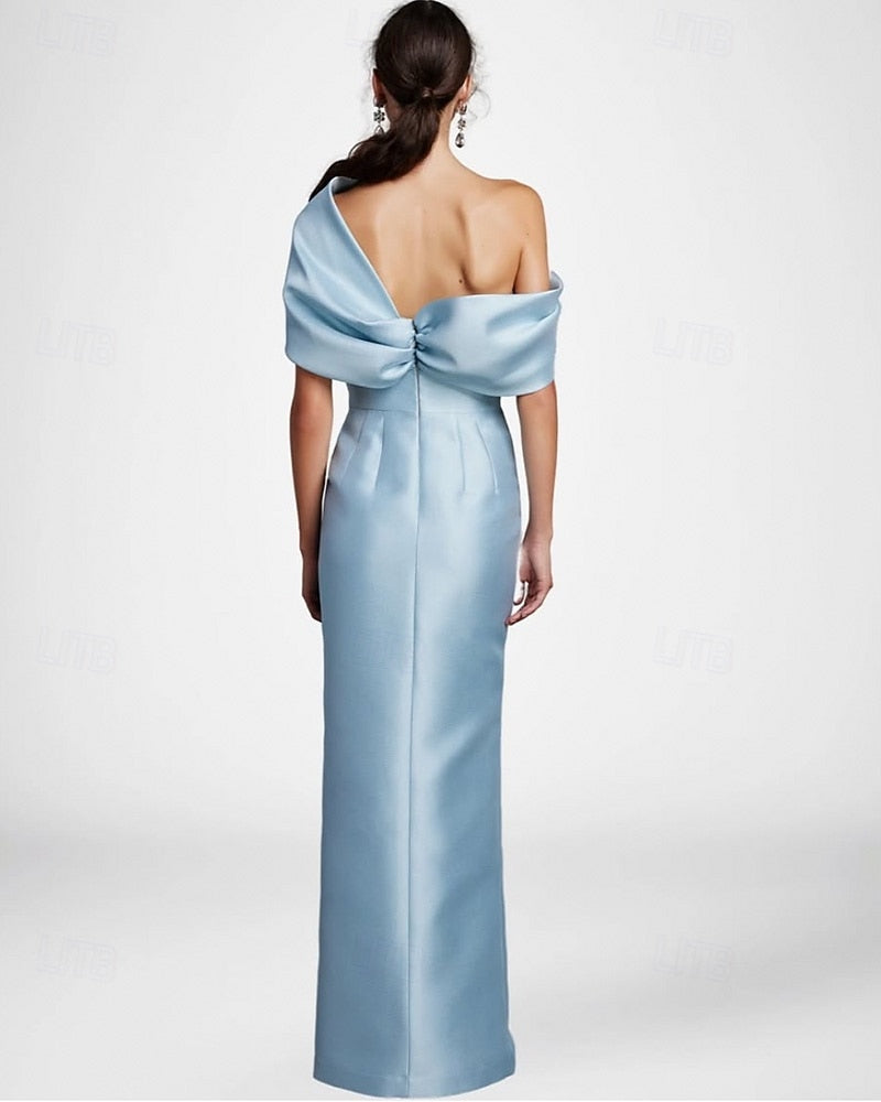 One Shoulder Sleeveless Mermaid Side Slit Evening Dress