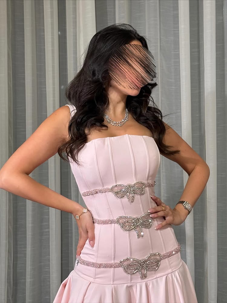 Square Neck Sleeveless Pink Beaded A-Line Floor-Length Evening Dress