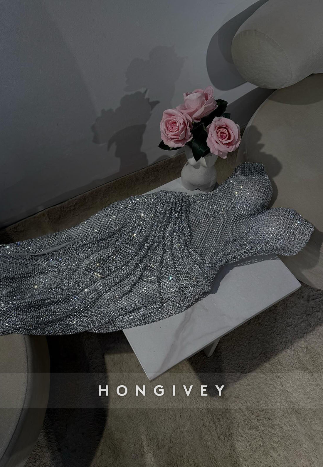 Glitter Evening Gown Sweetheart Floor-Length Pleated Sheath Formal Dresses