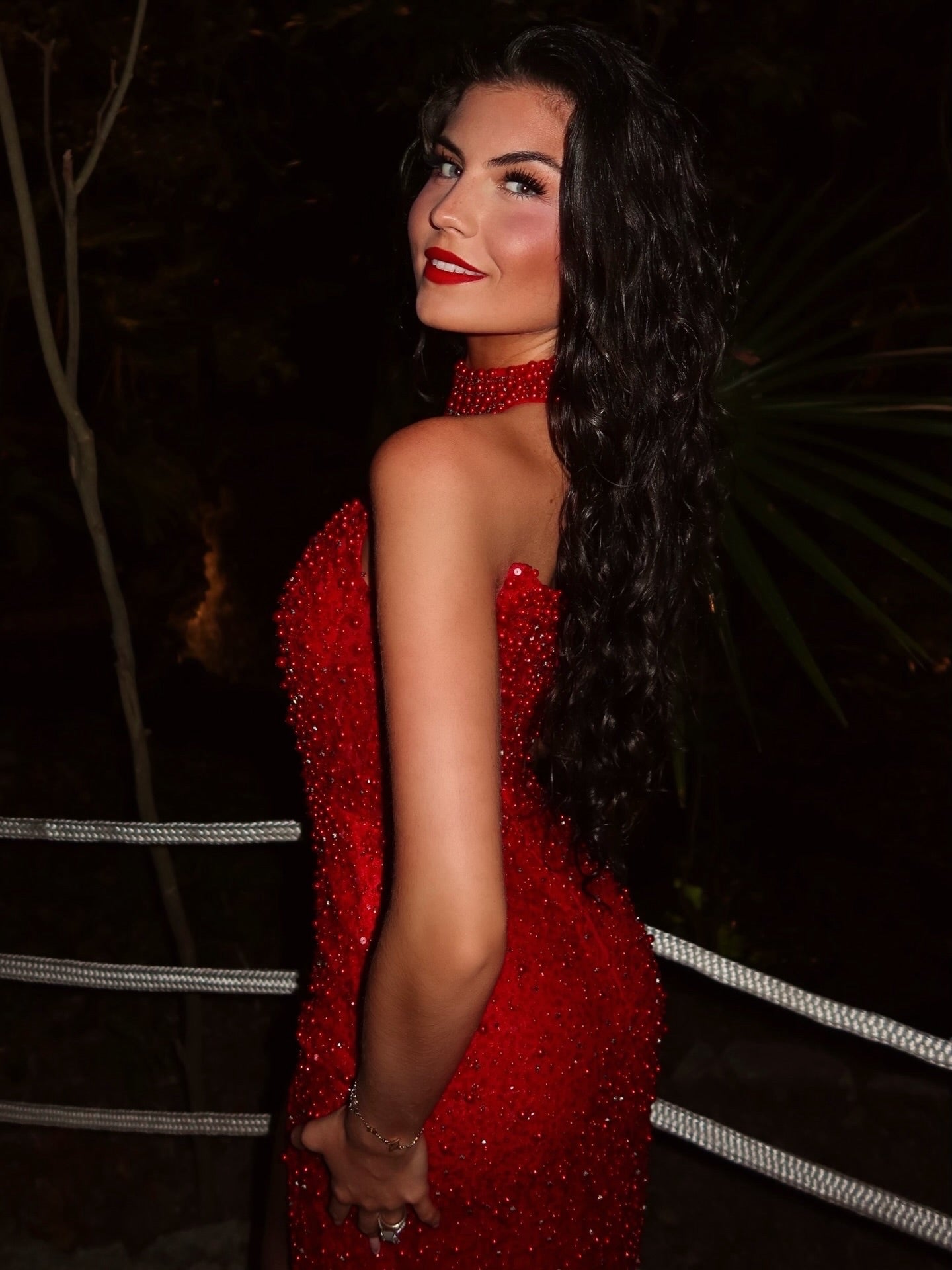 Red Strapless Sleeveless High Waist Long Mermaid Prom Dress With Split And Rhinstone