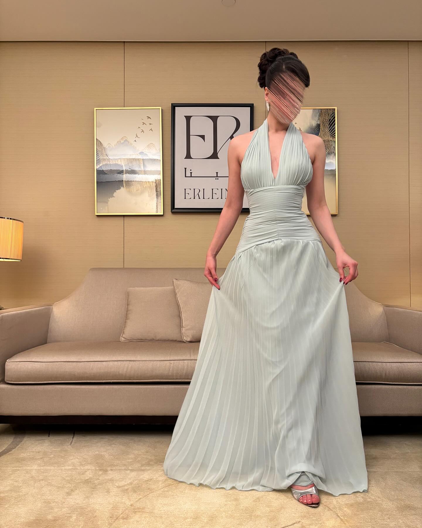 Green Halter Sleeveless Backless Mermaid Floor-Length Evening Dress