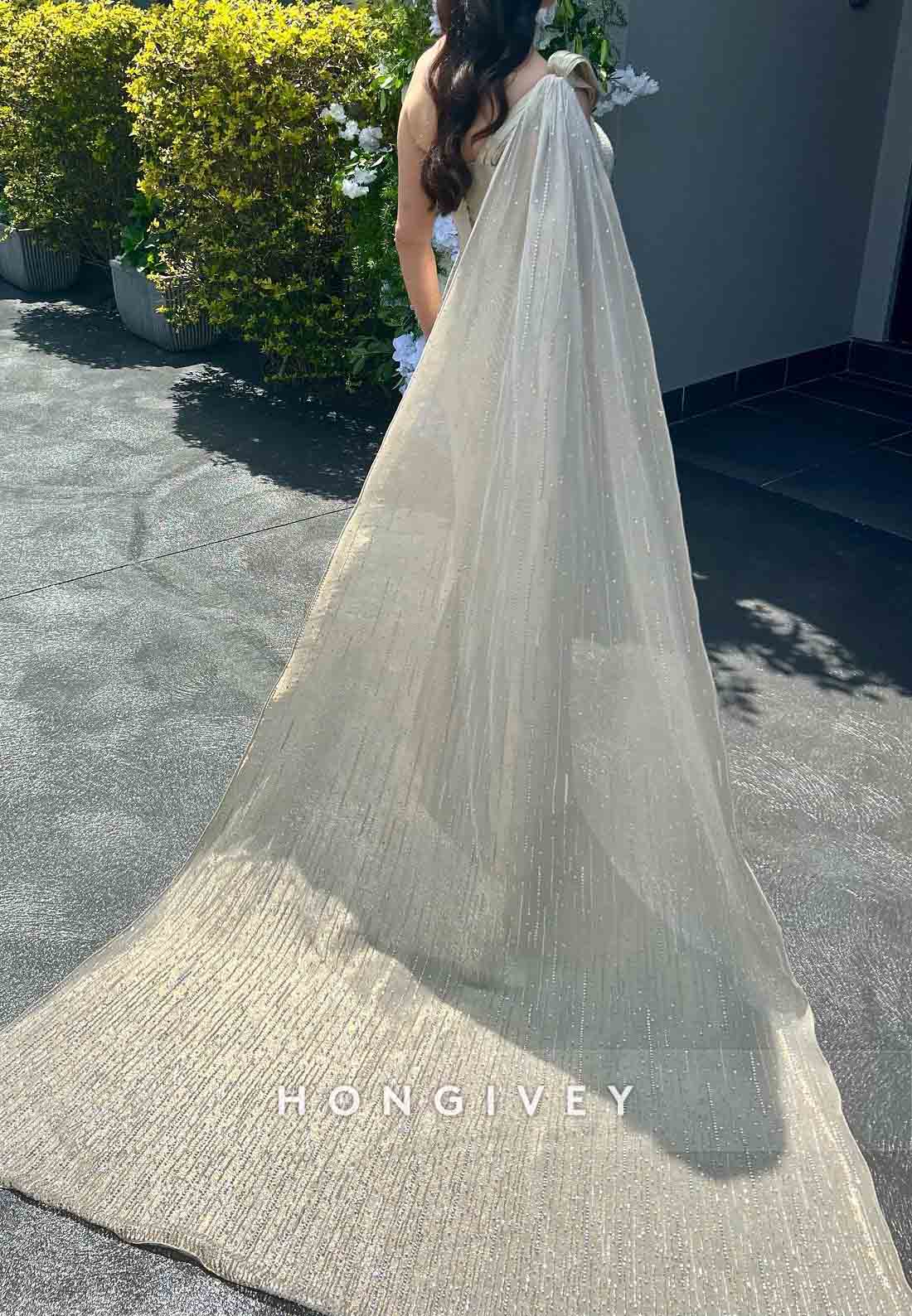 Side Draping Sheath One shoulder Evening Gown Floor-Length Beading Mother of the Bride Dress