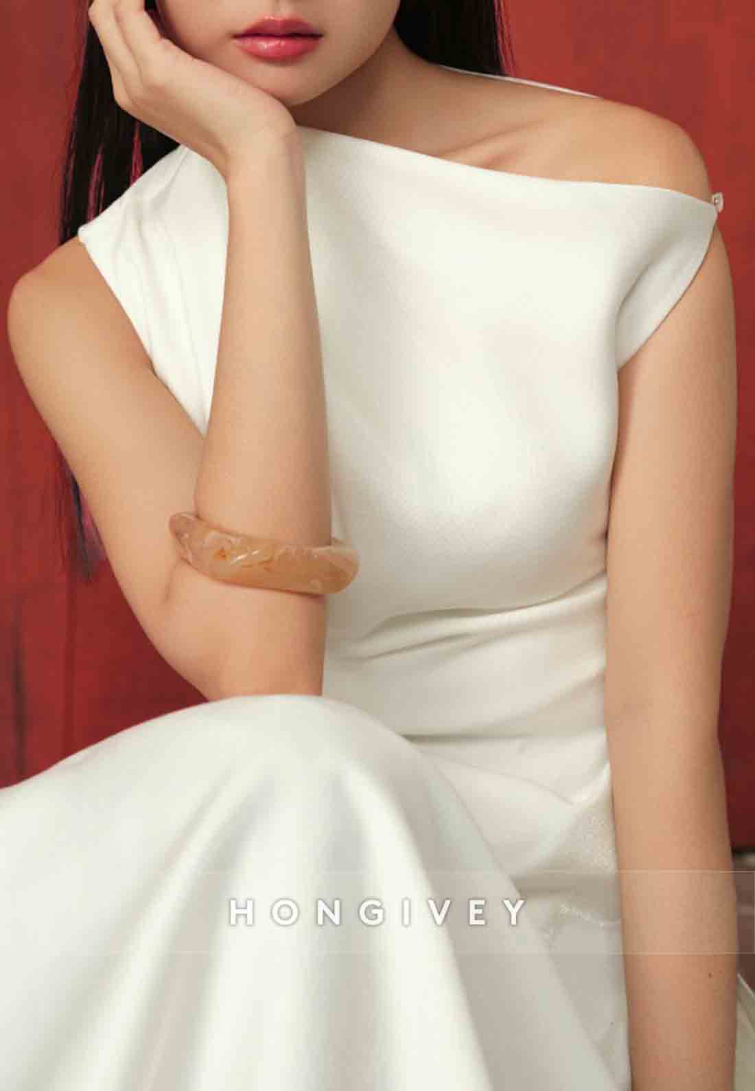 One Shoulder Simple Floor-Length Sleeveless Lace Pleated Evening Gowns