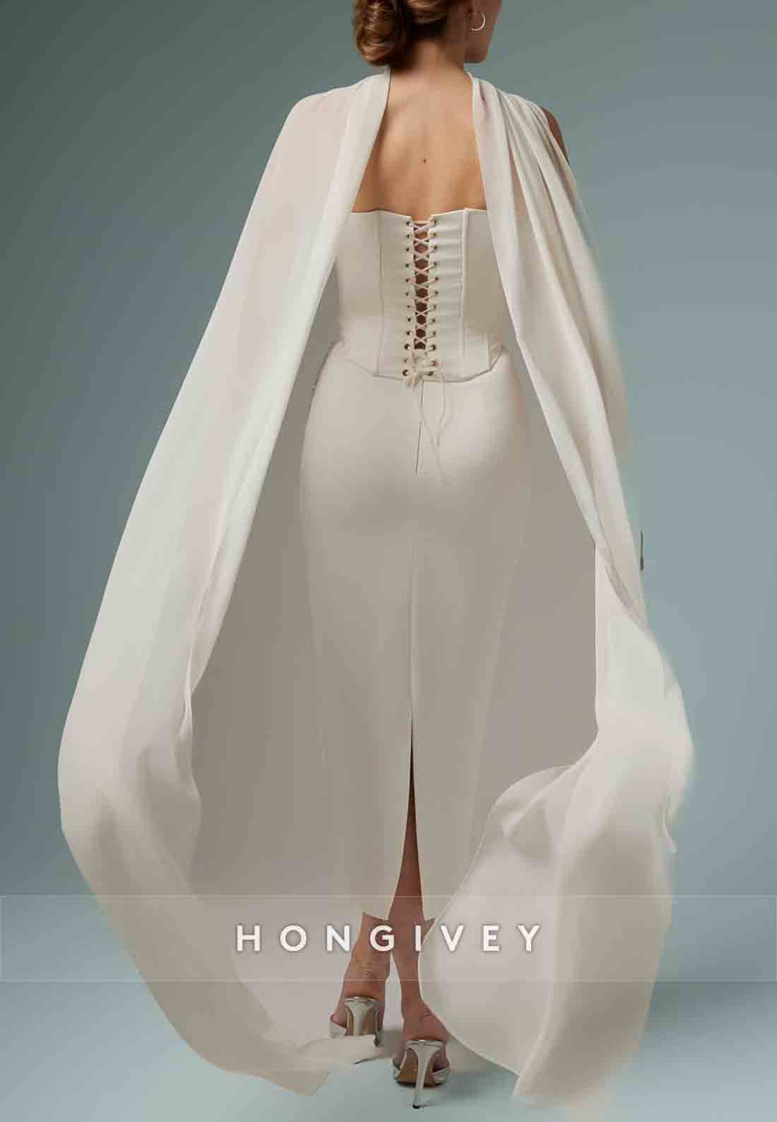 Tea-Length Crisscross Back Cocktail Dresses Halter Embroidery Sleeveless Sheath Evening Gowns